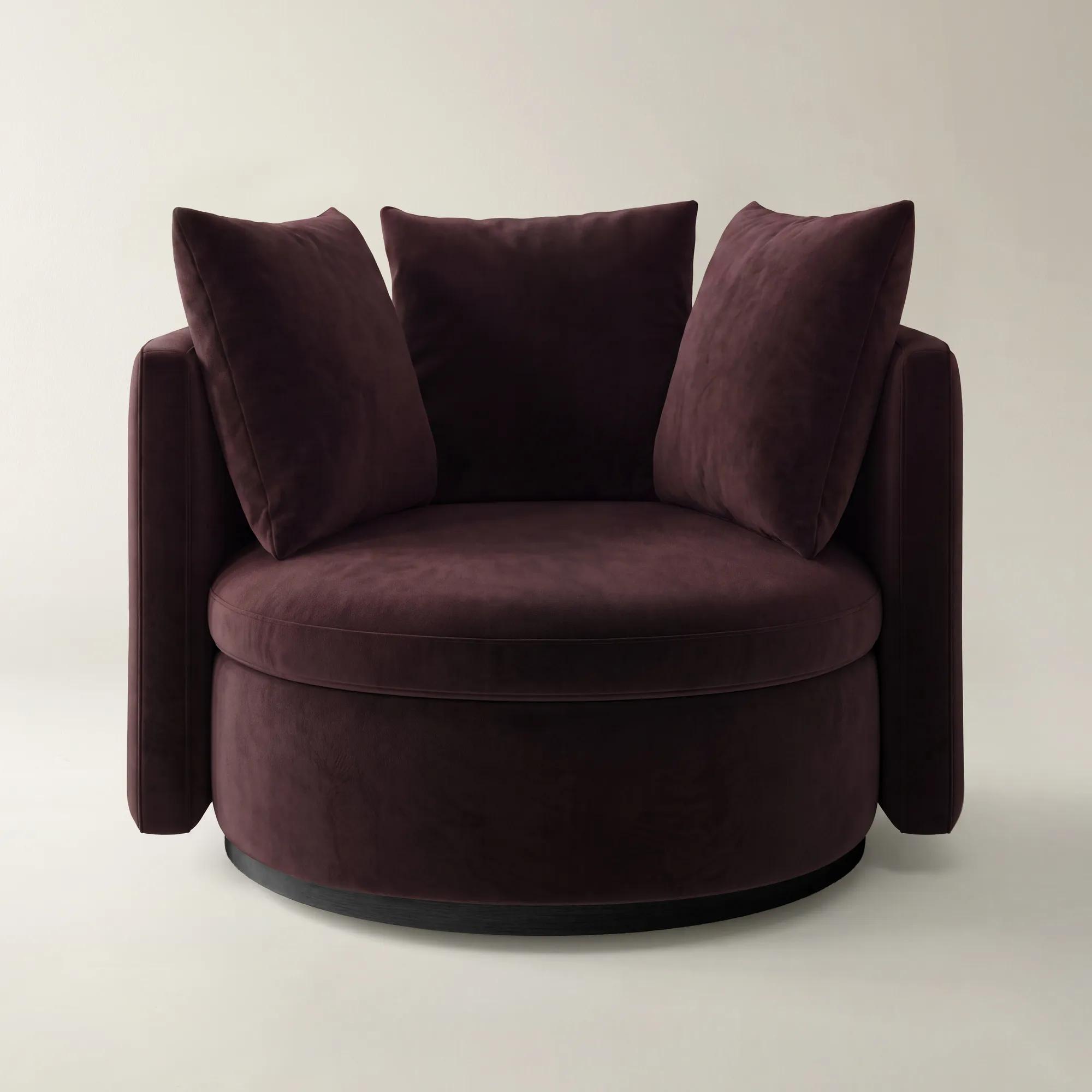 Stria Fig Velvet Swivel Accent Chair