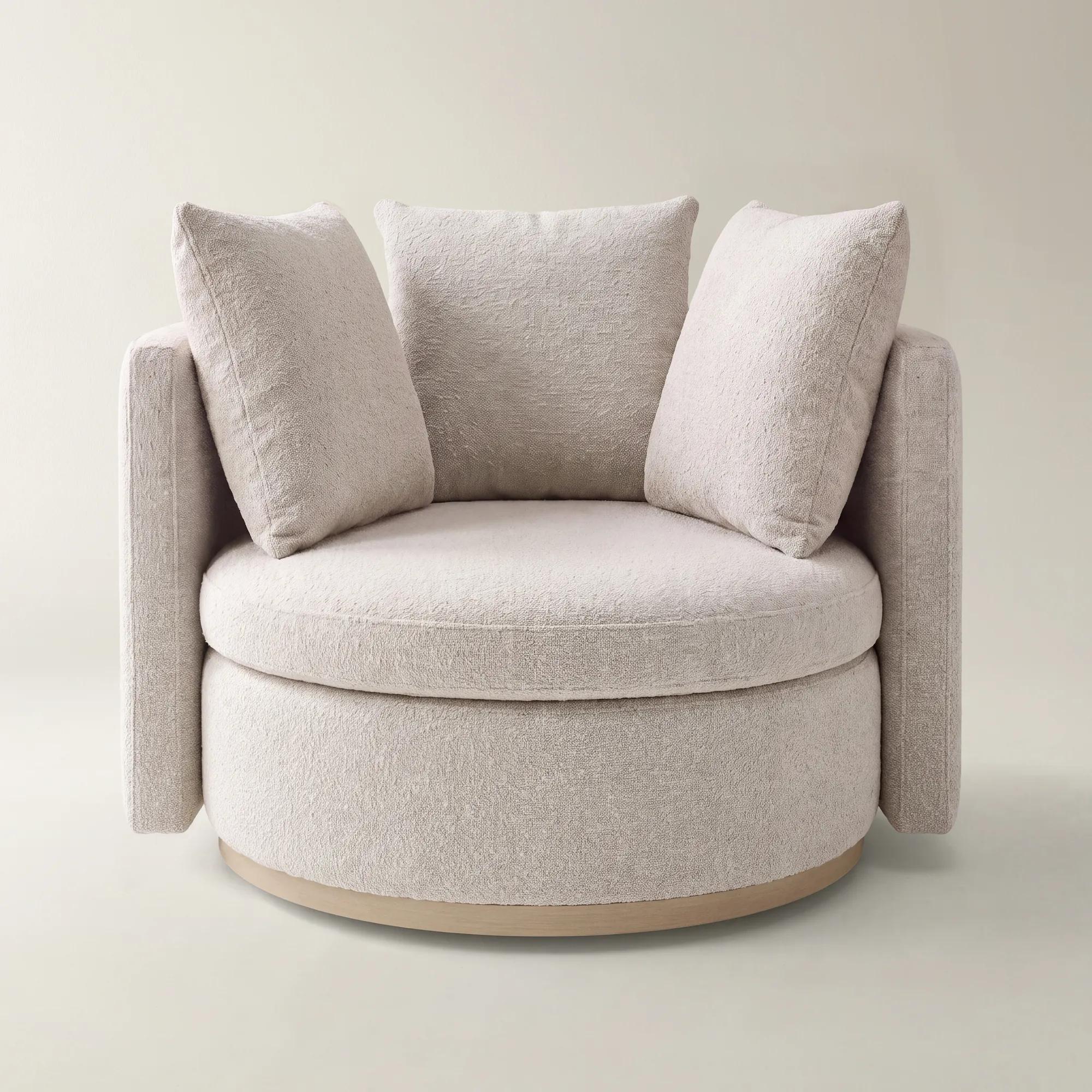 Stria Ivory Performance Boucle Swivel Accent Chair