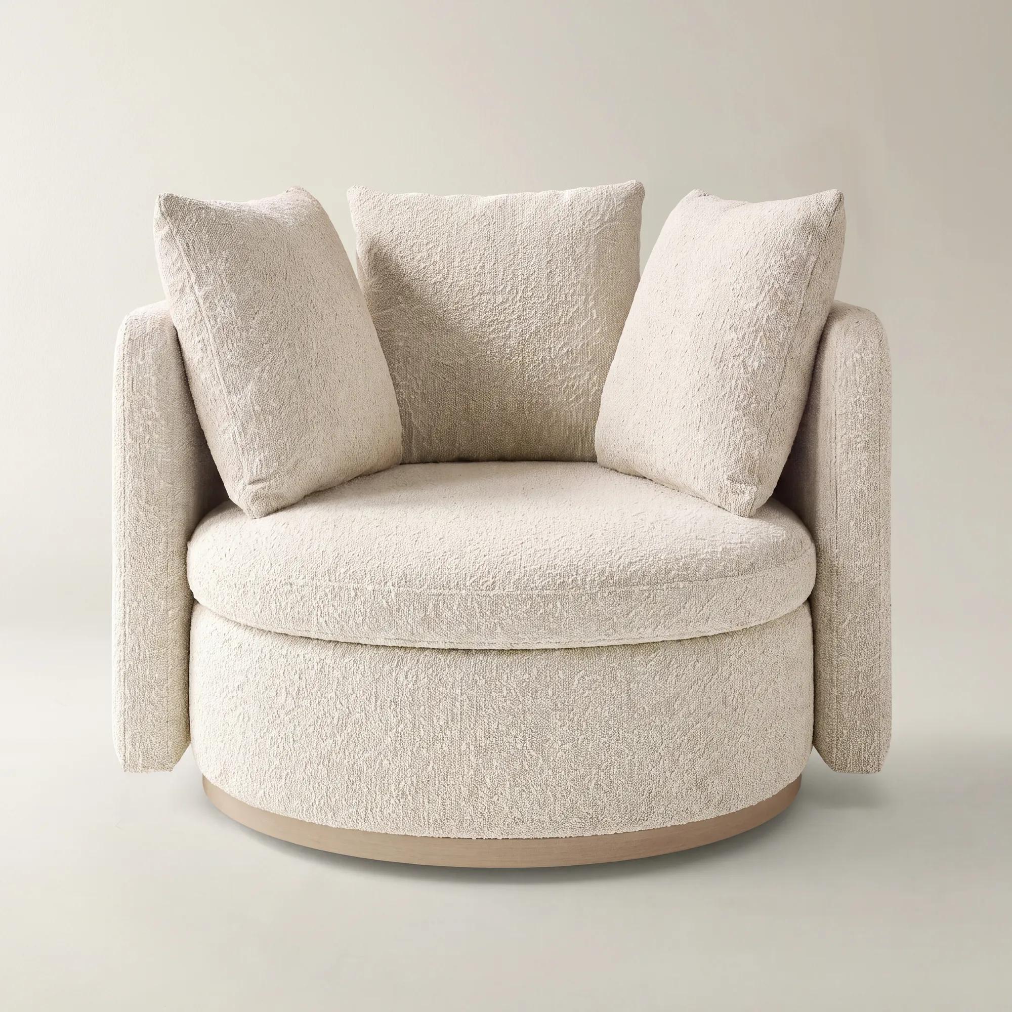 Stria Ivory Performance Boucle Swivel Accent Chair