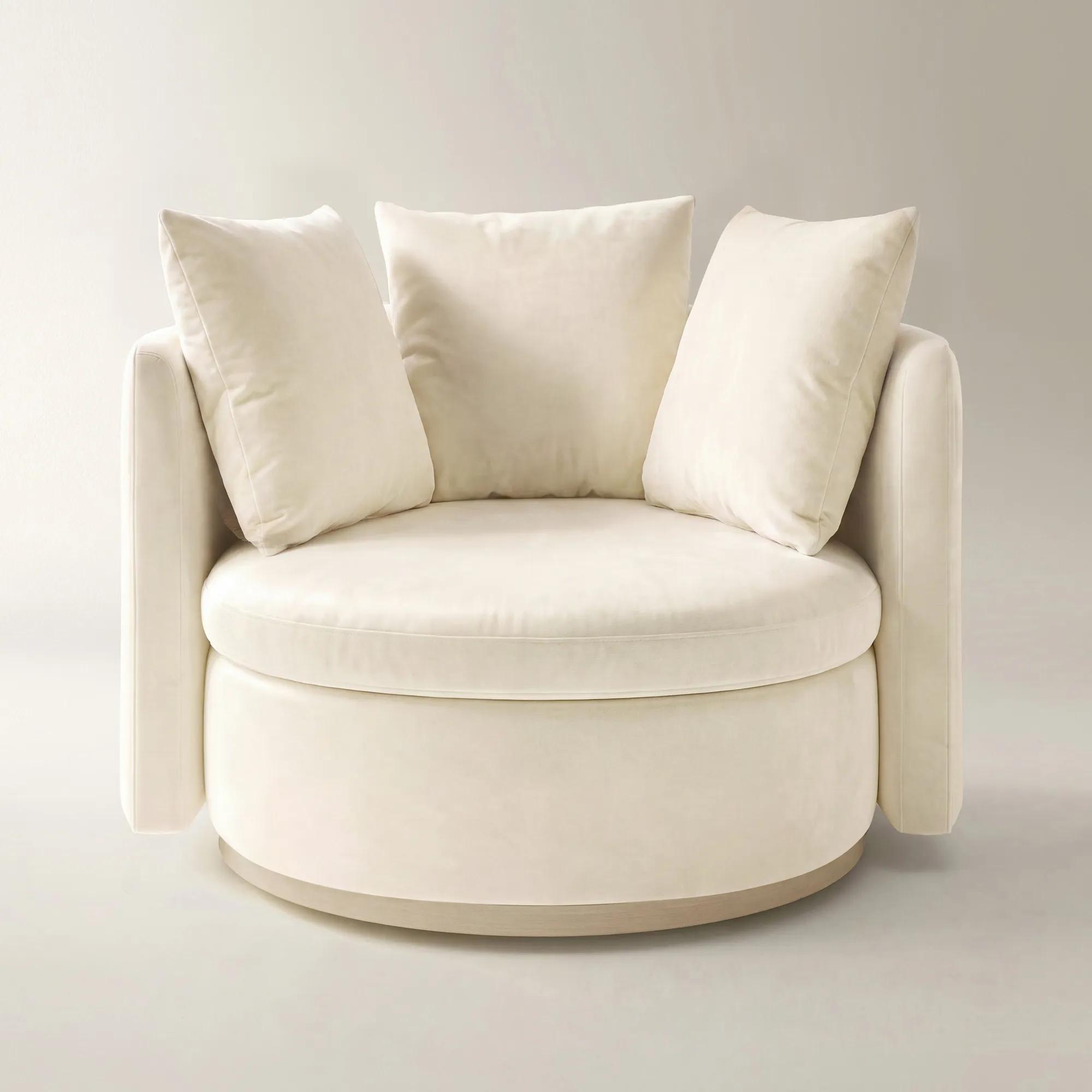 Stria Oatmeal Velvet Swivel Accent Chair