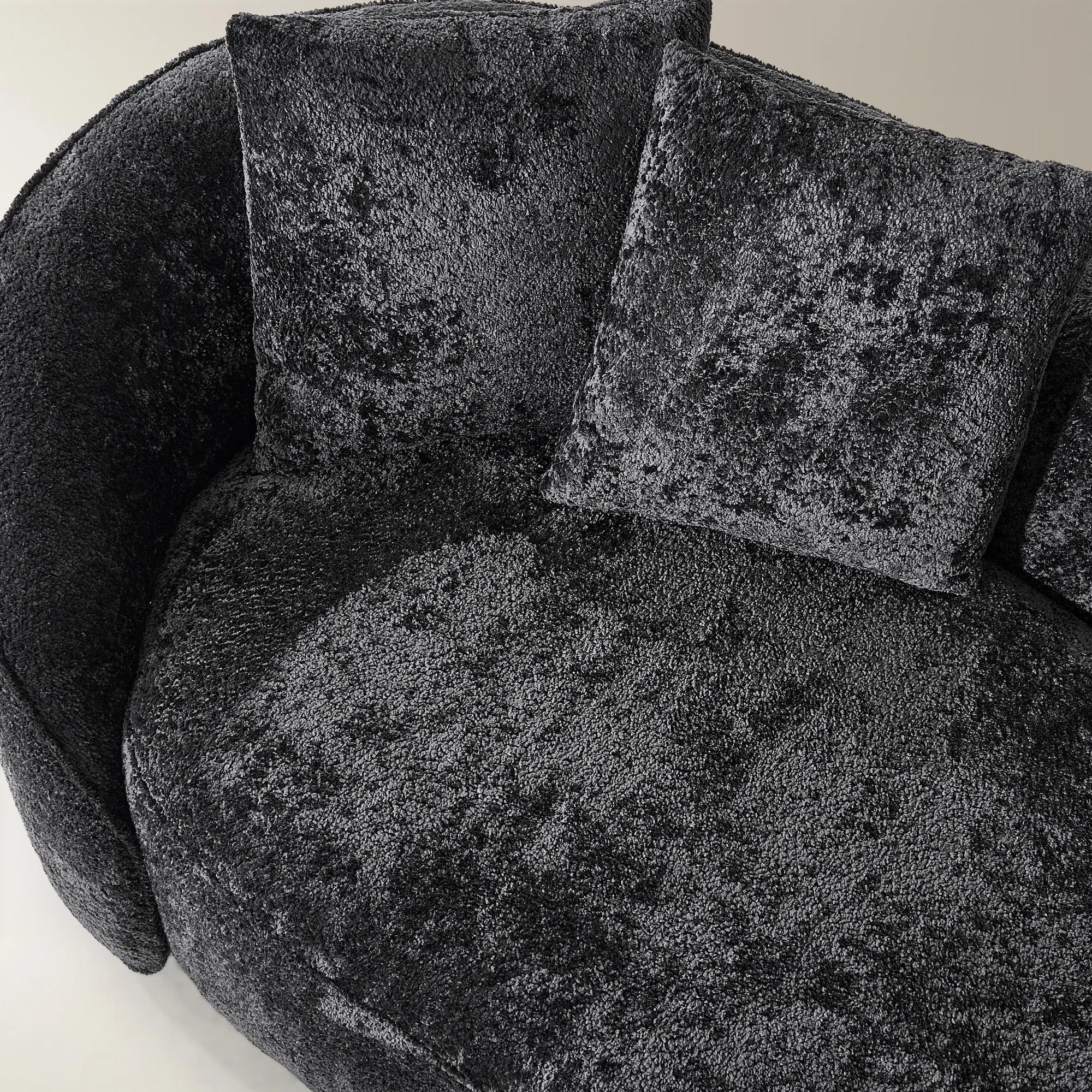 Irene Chenille Chaise (87.5") - Charcoal