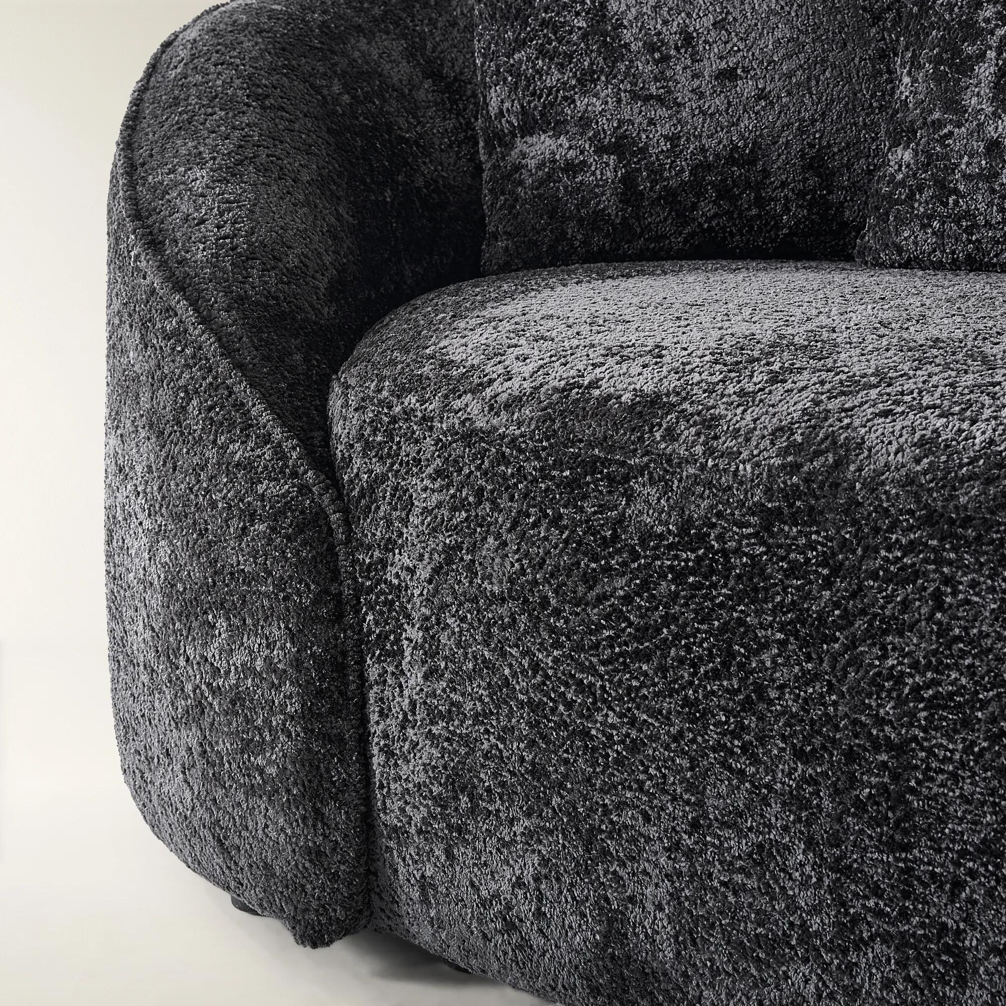 Irene Chenille Chaise (87.5") - Charcoal