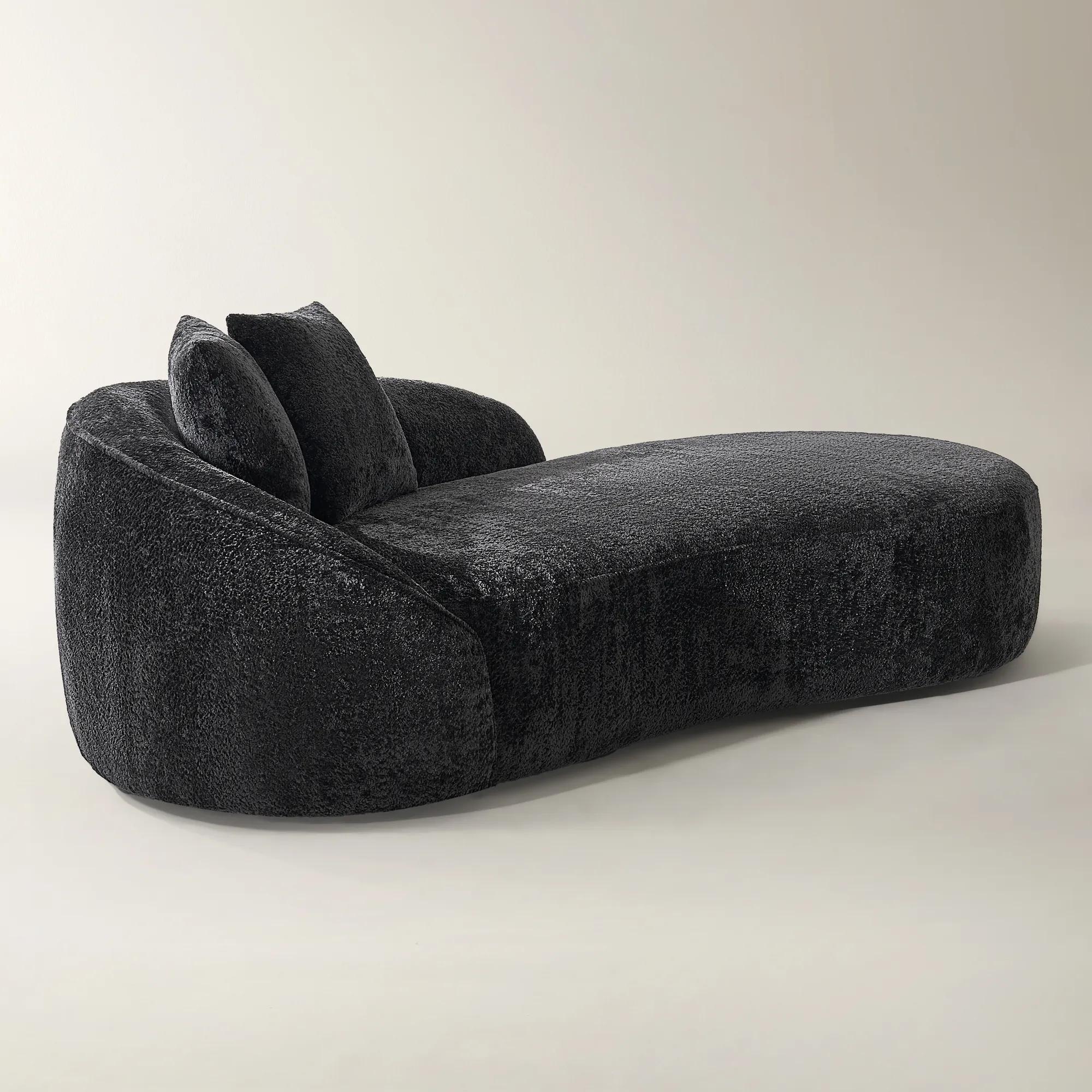 Irene Chenille Chaise (87.5") - Charcoal