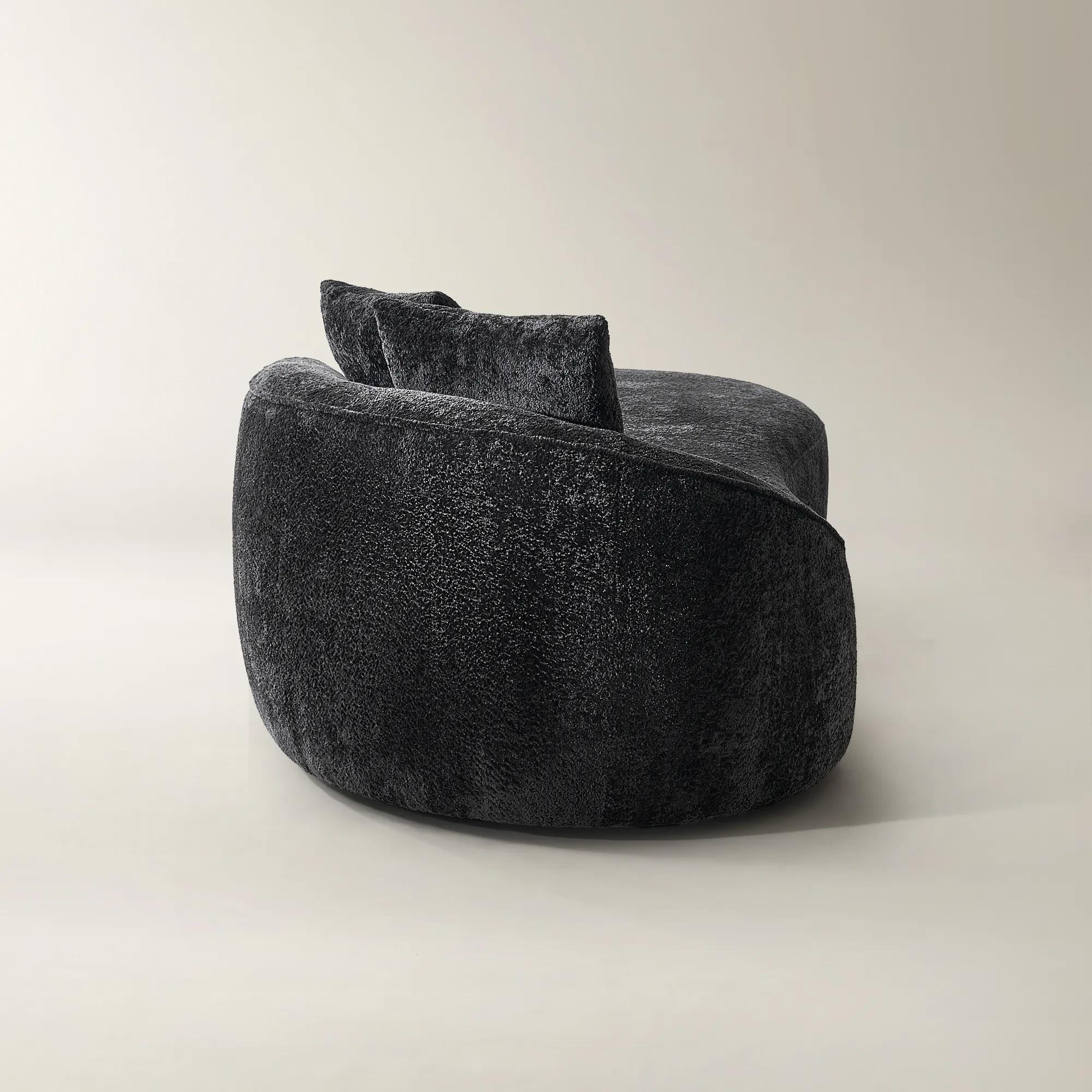 Irene Chenille Chaise (87.5") - Charcoal