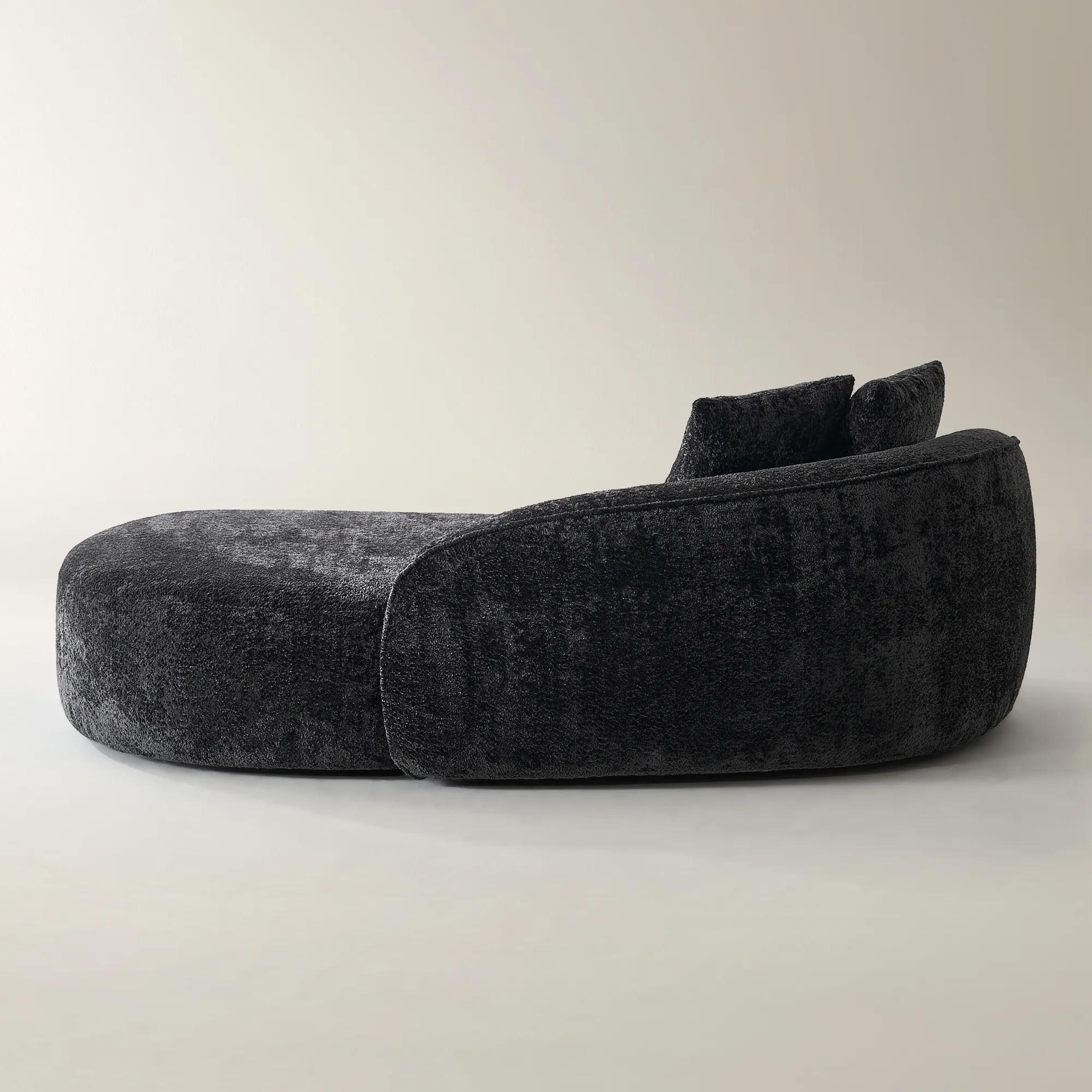 Irene Chenille Chaise (87.5") - Charcoal