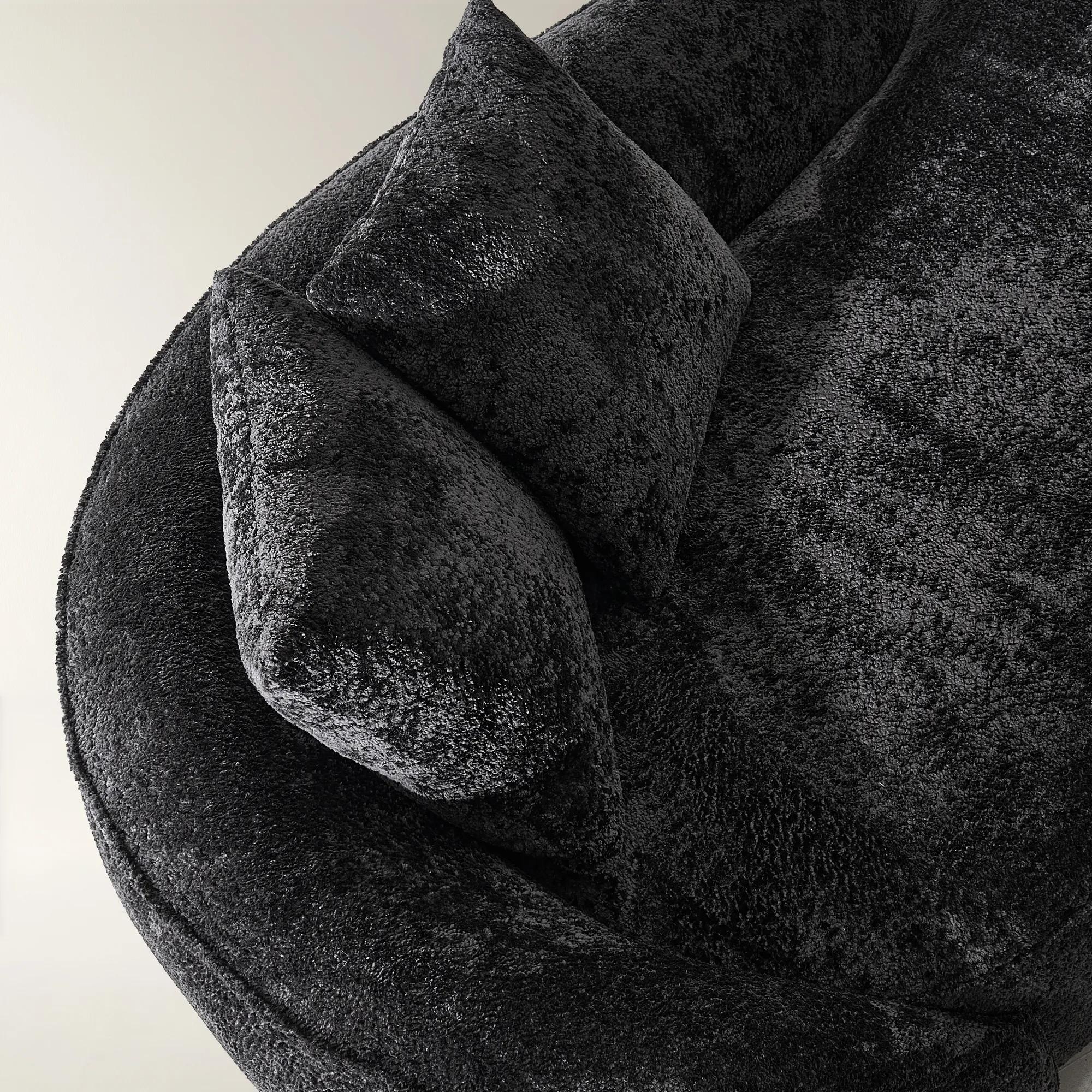 Irene Chenille Chaise (87.5") - Charcoal