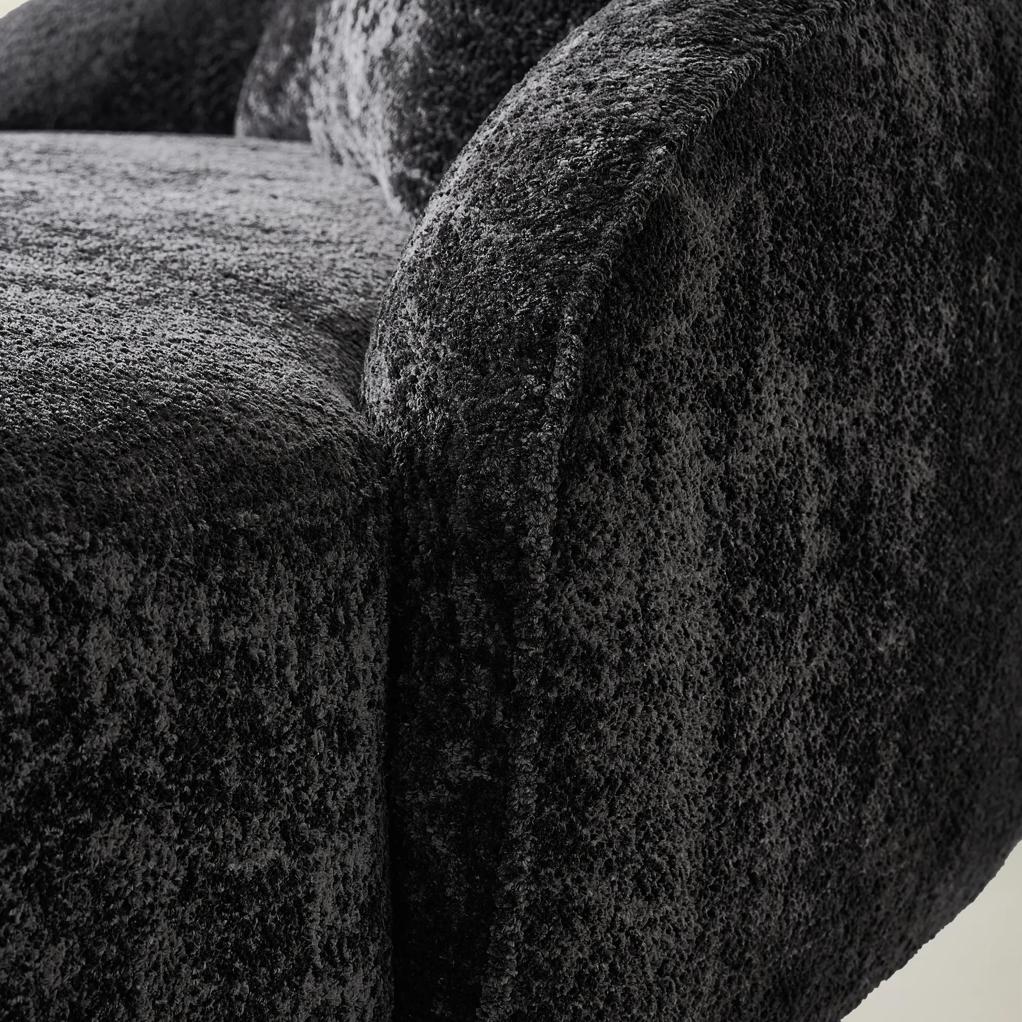Irene Chenille Chaise (87.5") - Charcoal