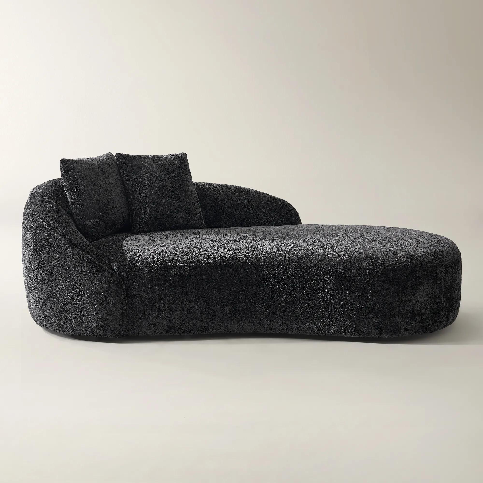 Irene Chenille Chaise (87.5") - Charcoal