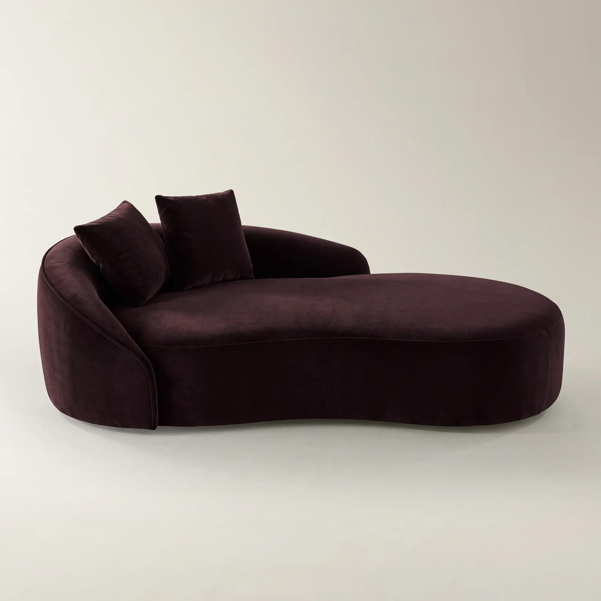 Irene Fig Velvet Chaise (87.5")