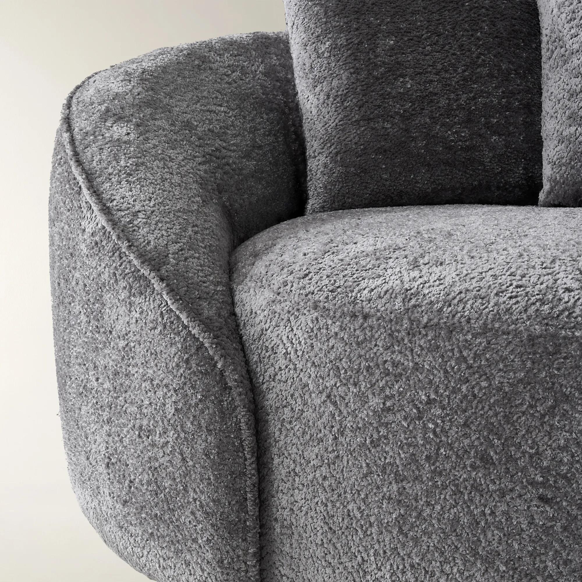 Irene Chenille Chaise (87.5") - Light Gray