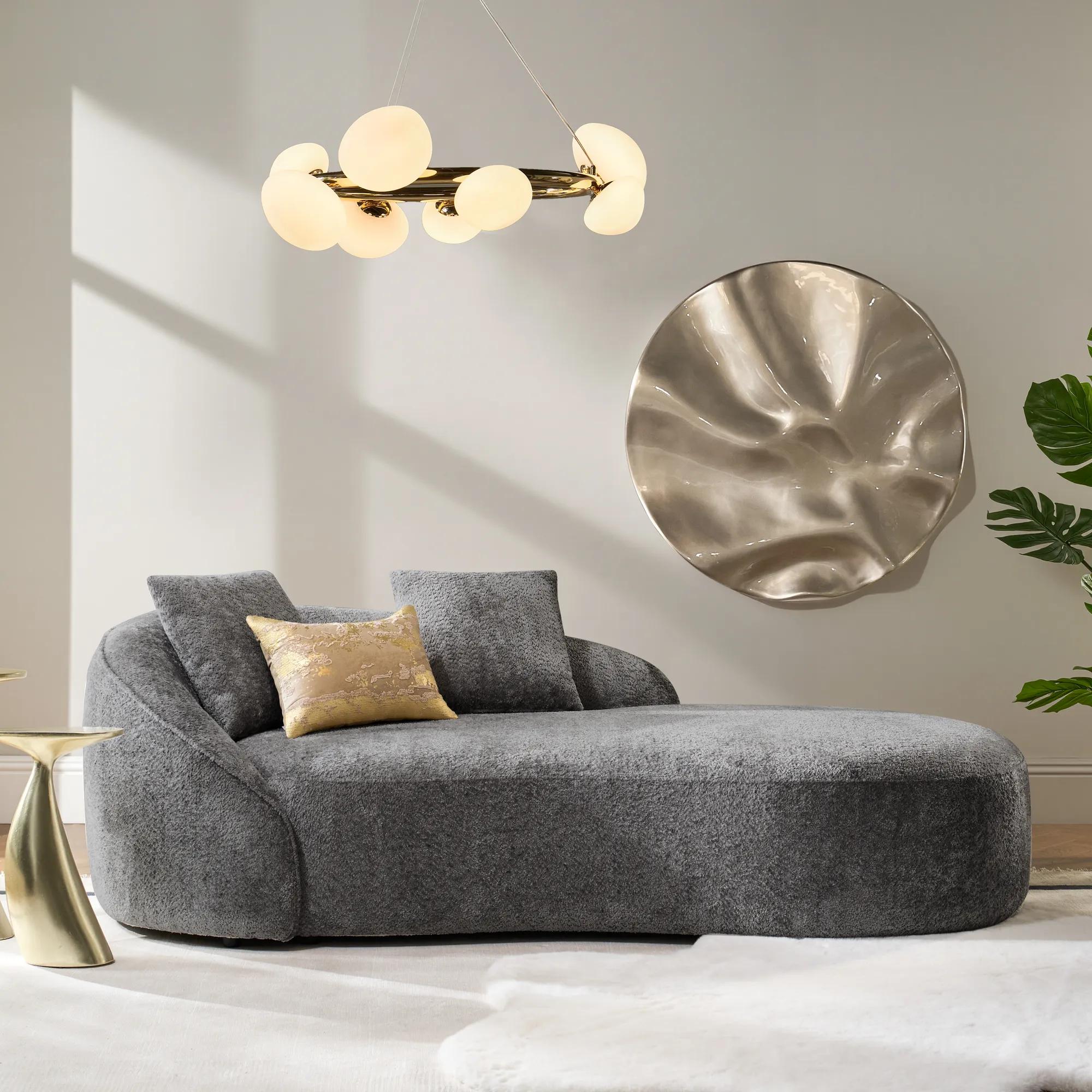 Irene Chenille Chaise (87.5") - Light Gray