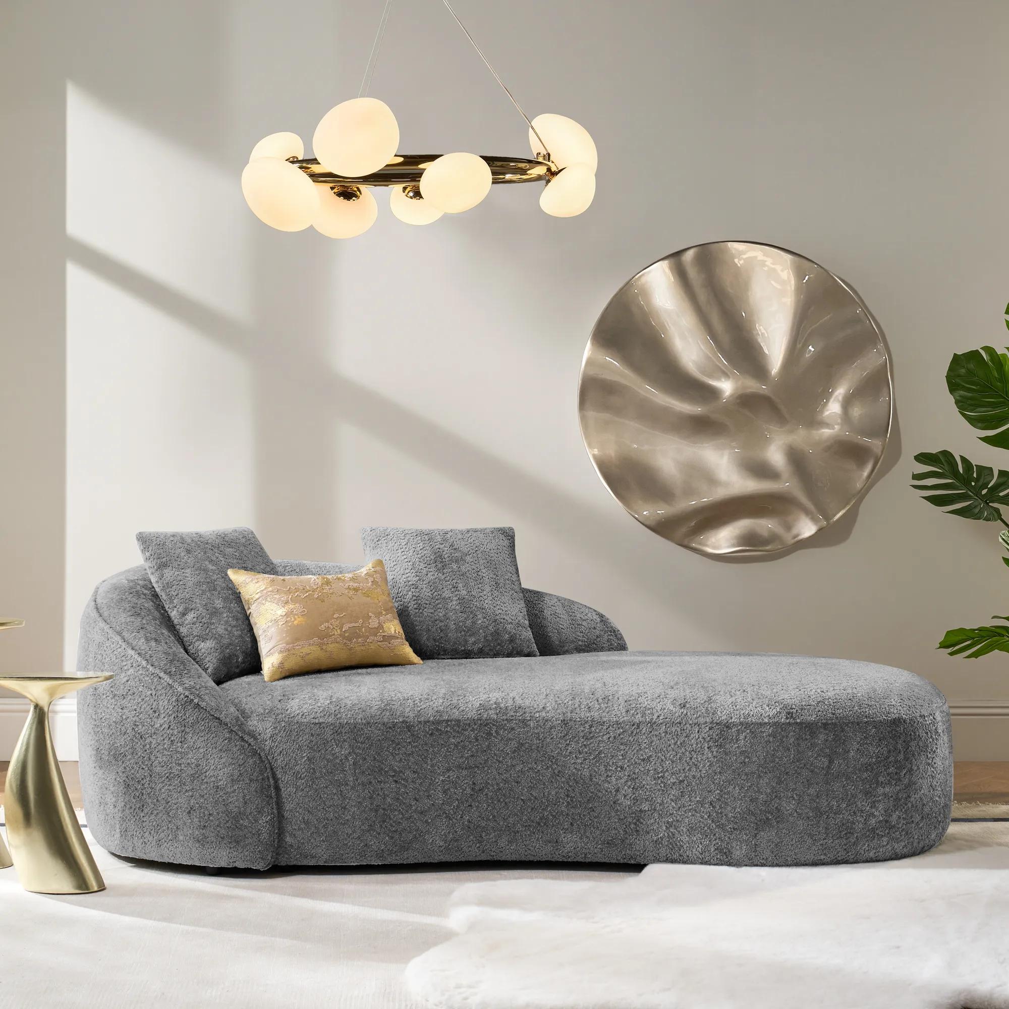 Irene Chenille Chaise (87.5") - Light Gray