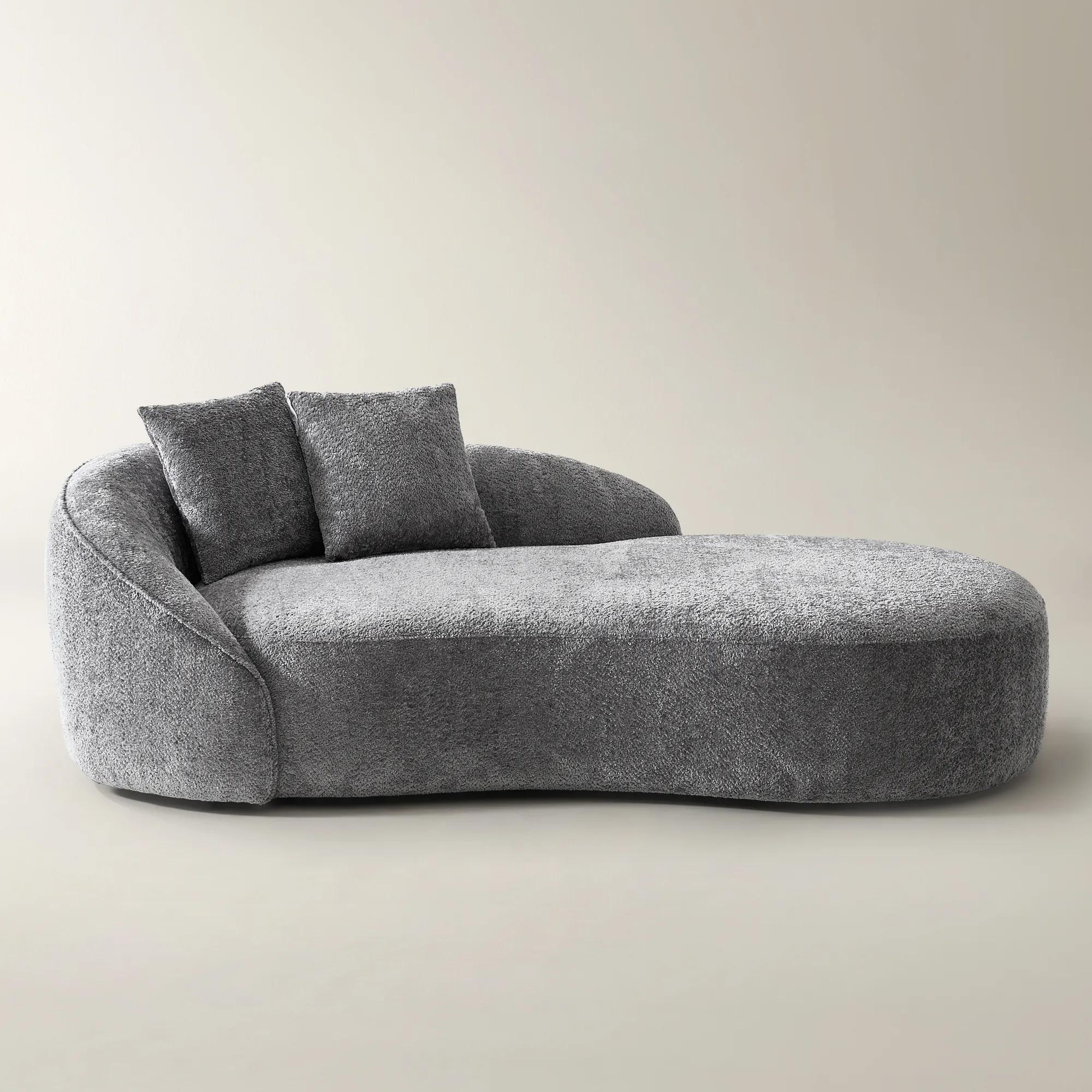 Irene Chenille Chaise (87.5") - Light Gray