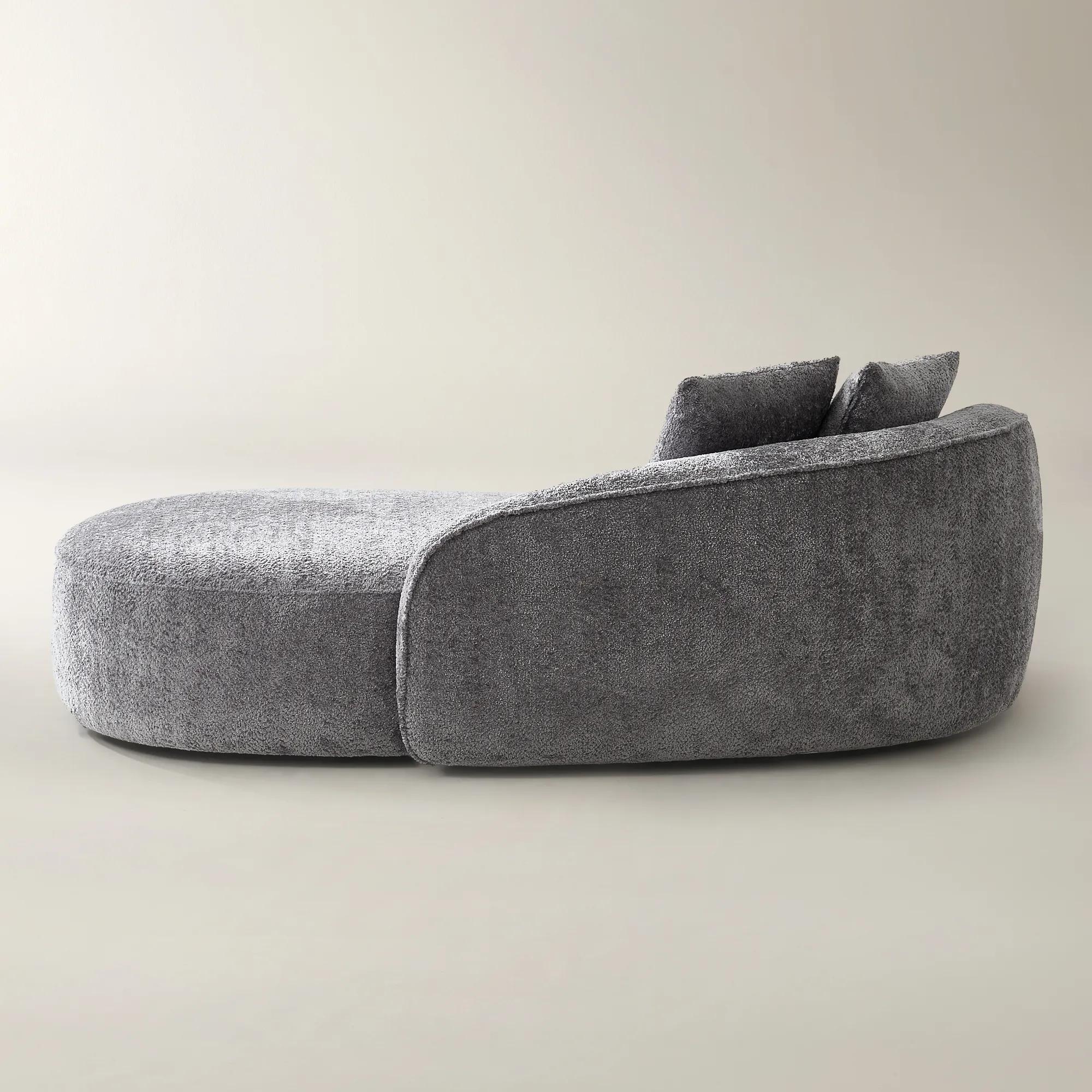 Irene Chenille Chaise (87.5") - Light Gray