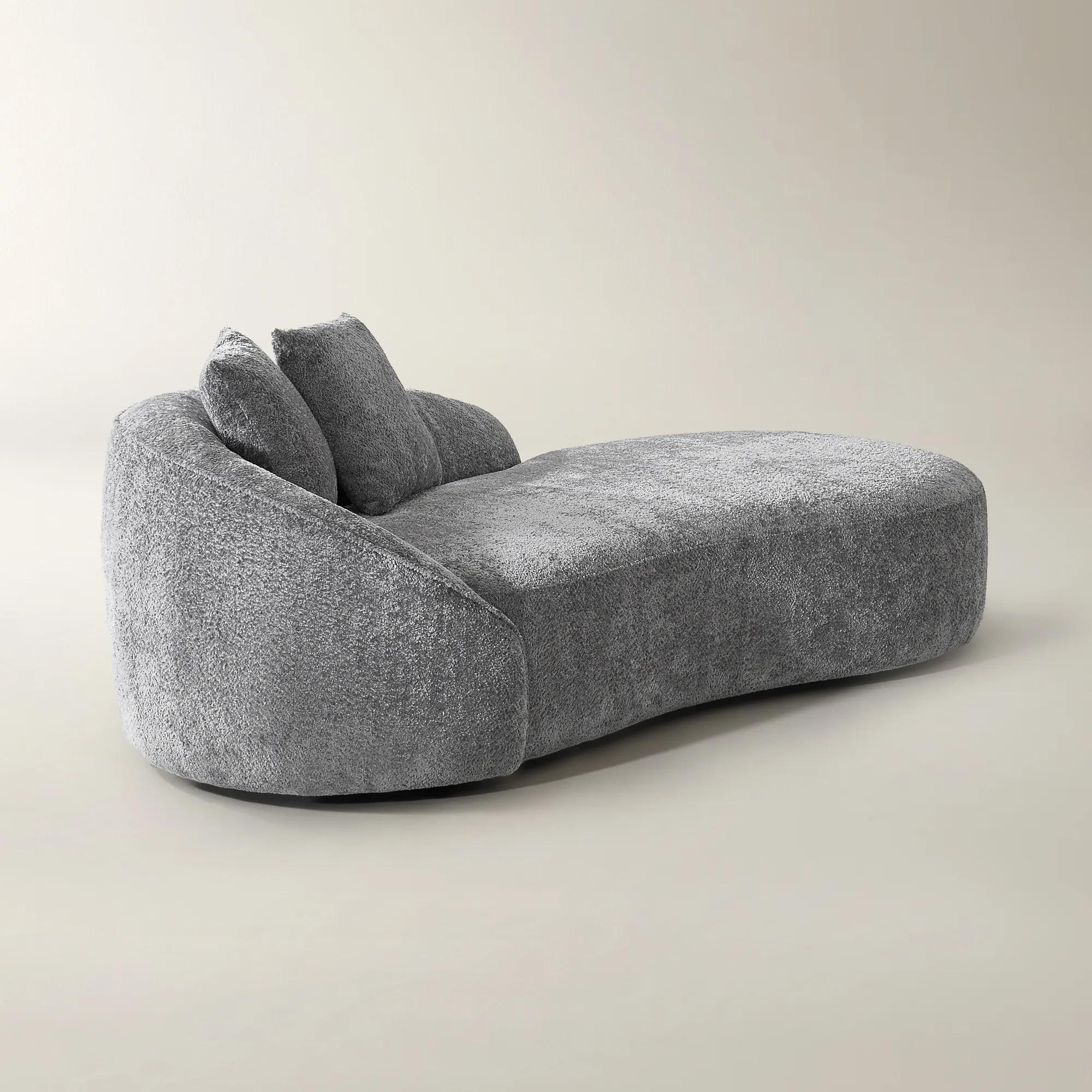 Irene Chenille Chaise (87.5") - Light Gray