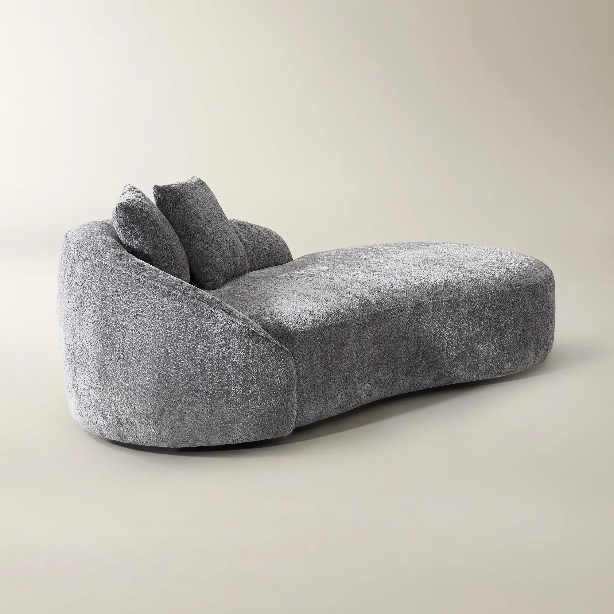 Irene Chenille Chaise (87.5") - Light Gray