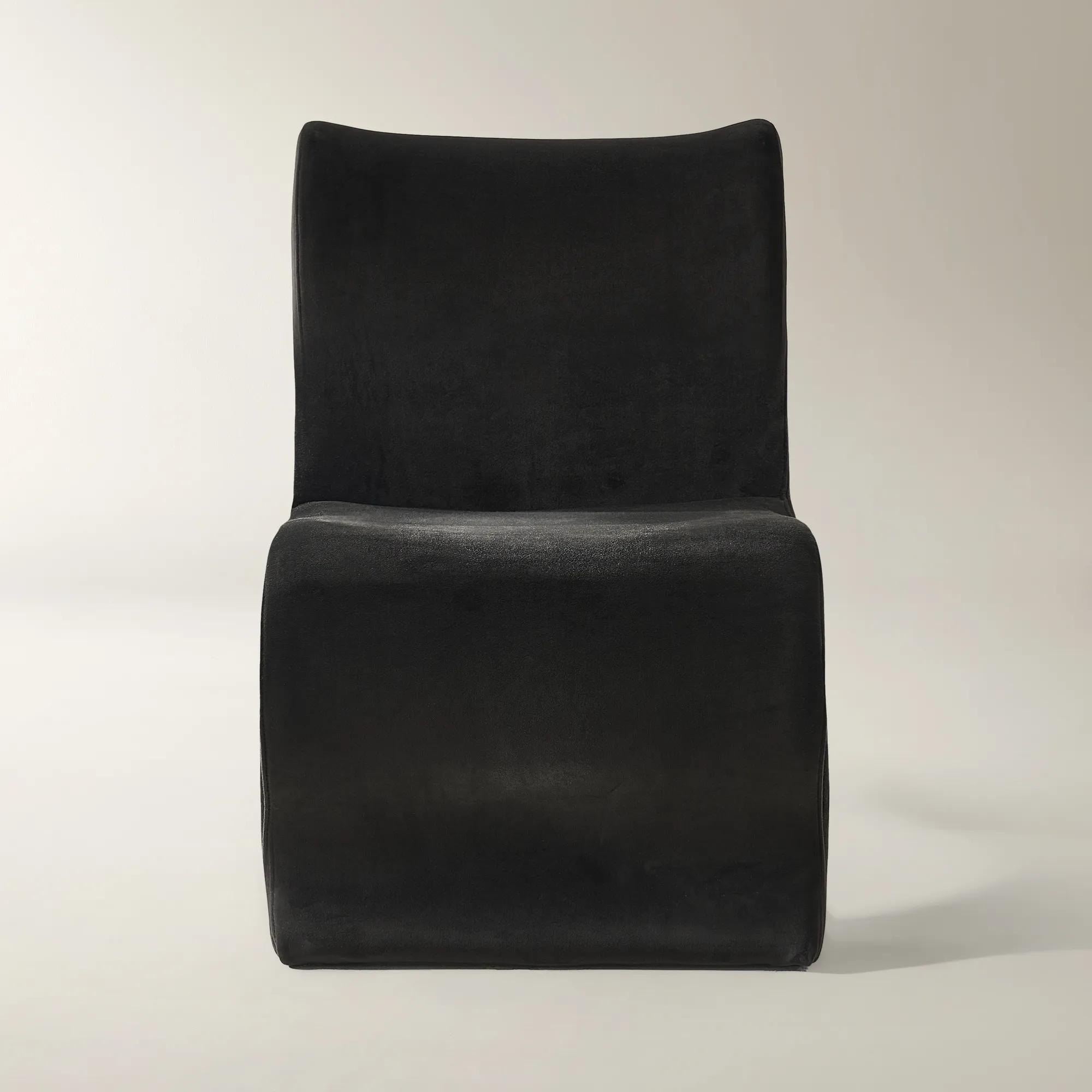 Romy Velvet Accent Chair - Charcoal