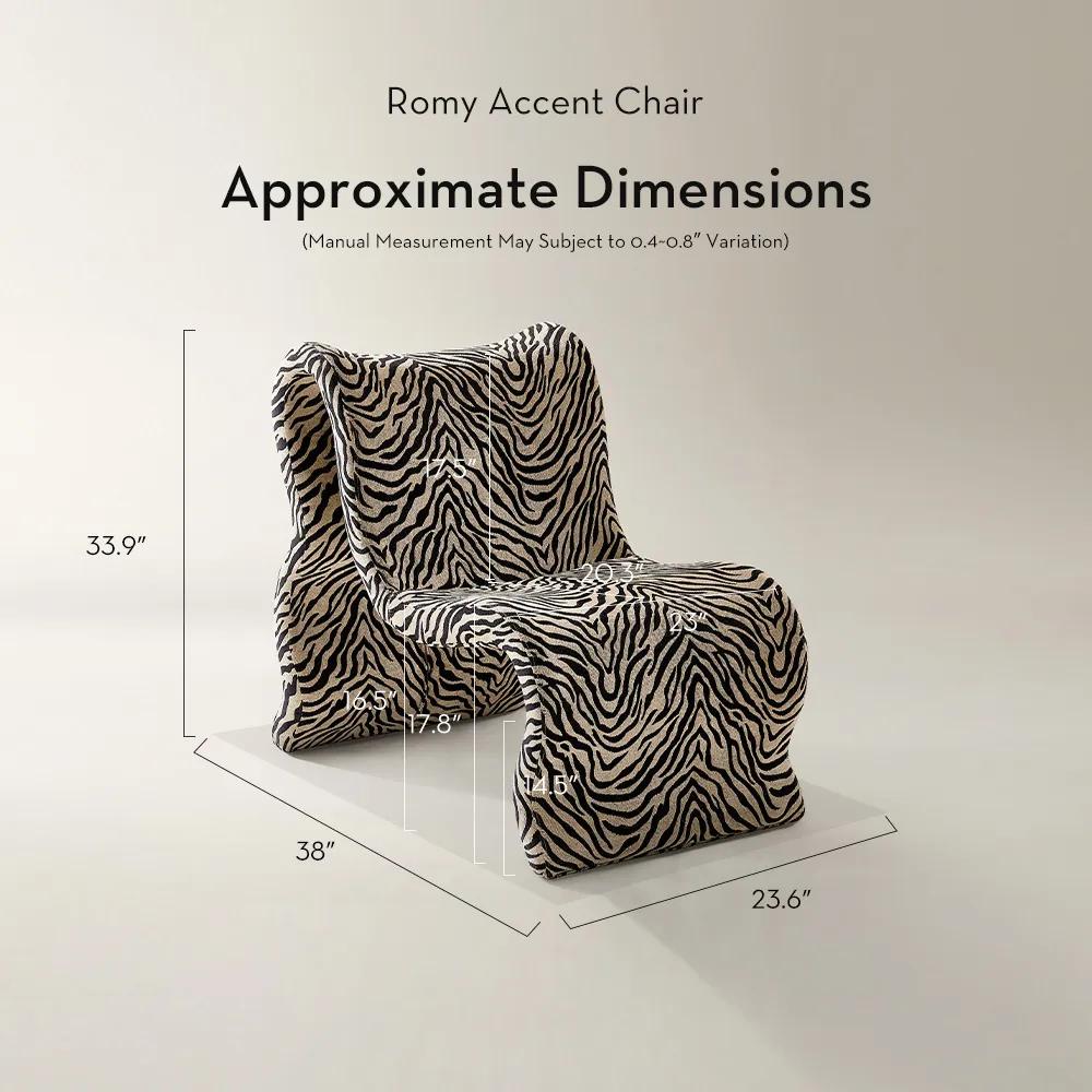 Romy Performance Chenille Accent Chair - Zebra, image size:1000x1000