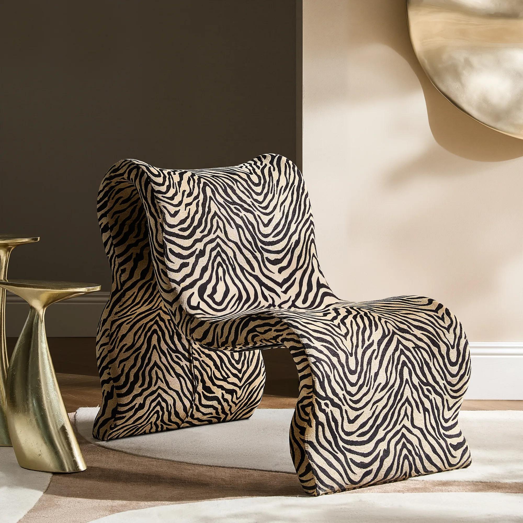 Romy Performance Chenille Accent Chair - Zebra, image size:2000x2000