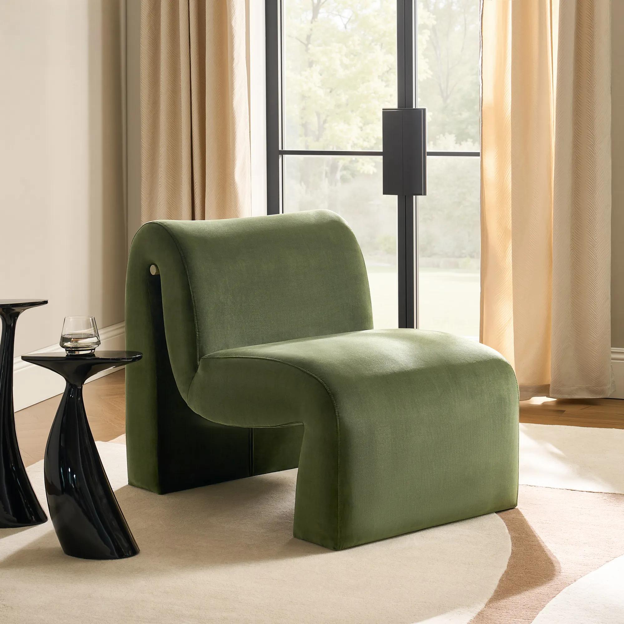 Cora Velvet Accent Chair - Jade Green