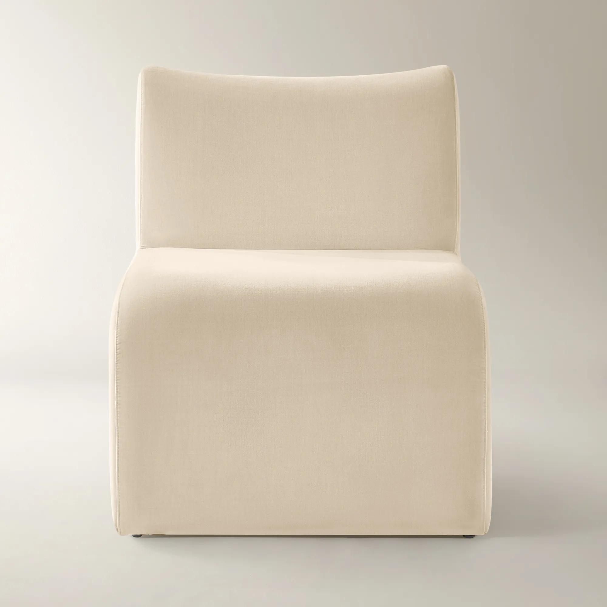 Cora Velvet Accent Chair - Ivory