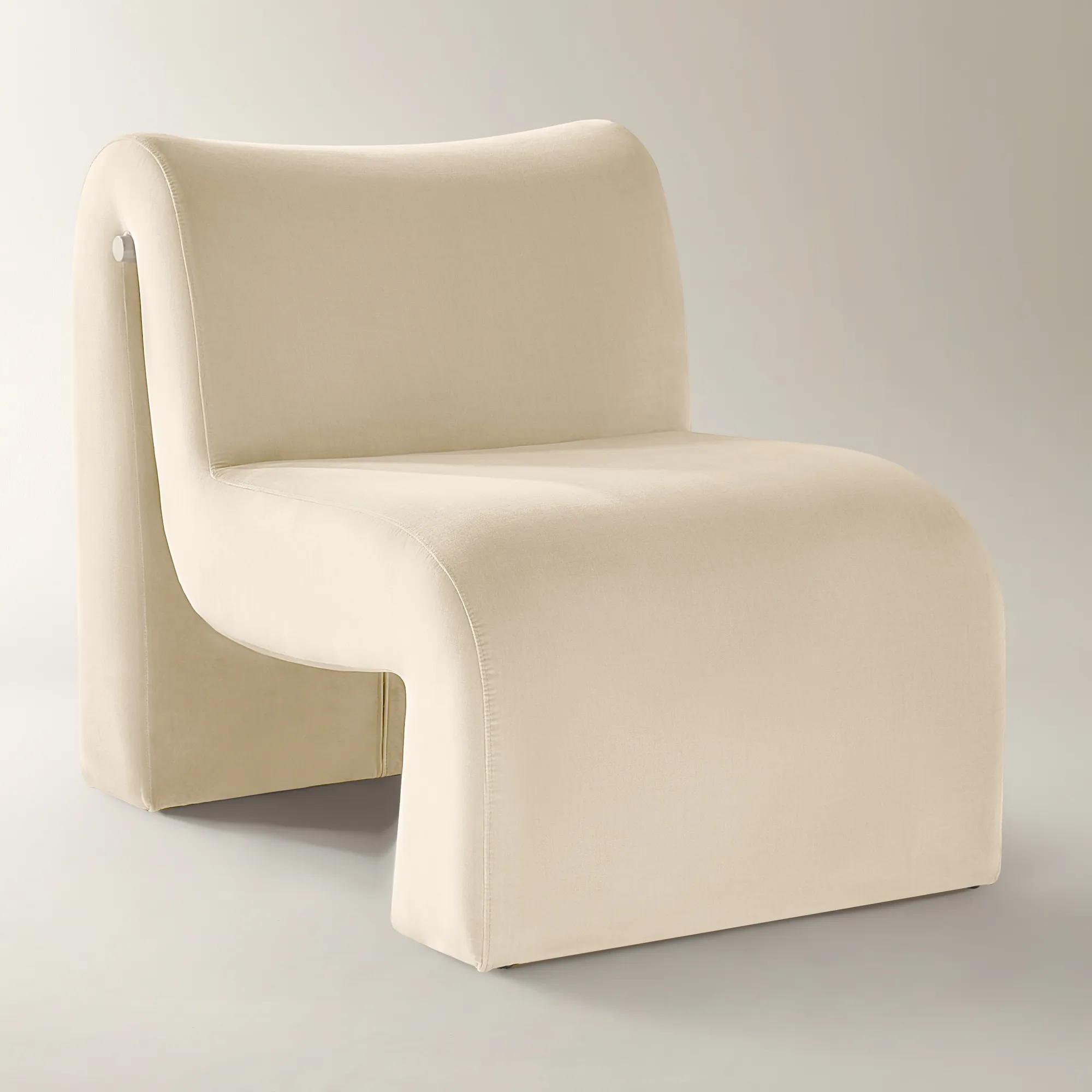 Cora Velvet Accent Chair - Ivory
