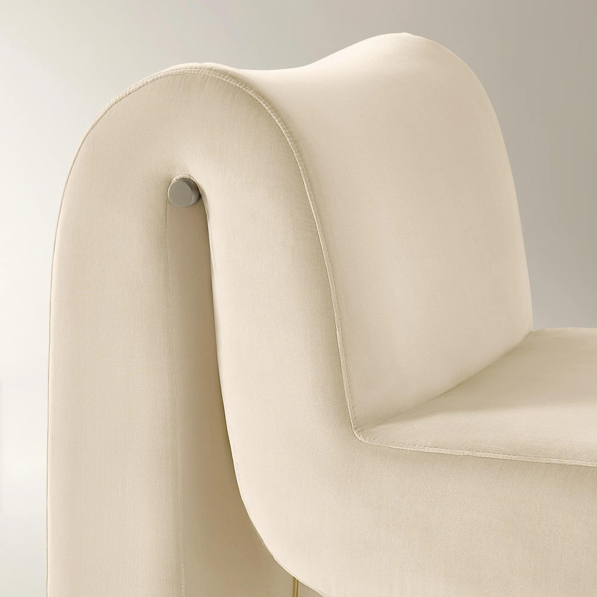 Cora Velvet Accent Chair - Ivory