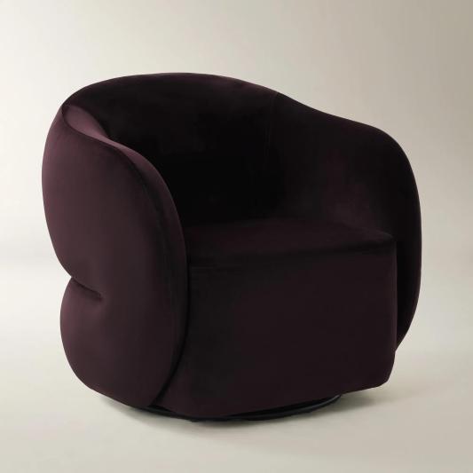 Sierra Fig Velvet Swivel Accent Chair