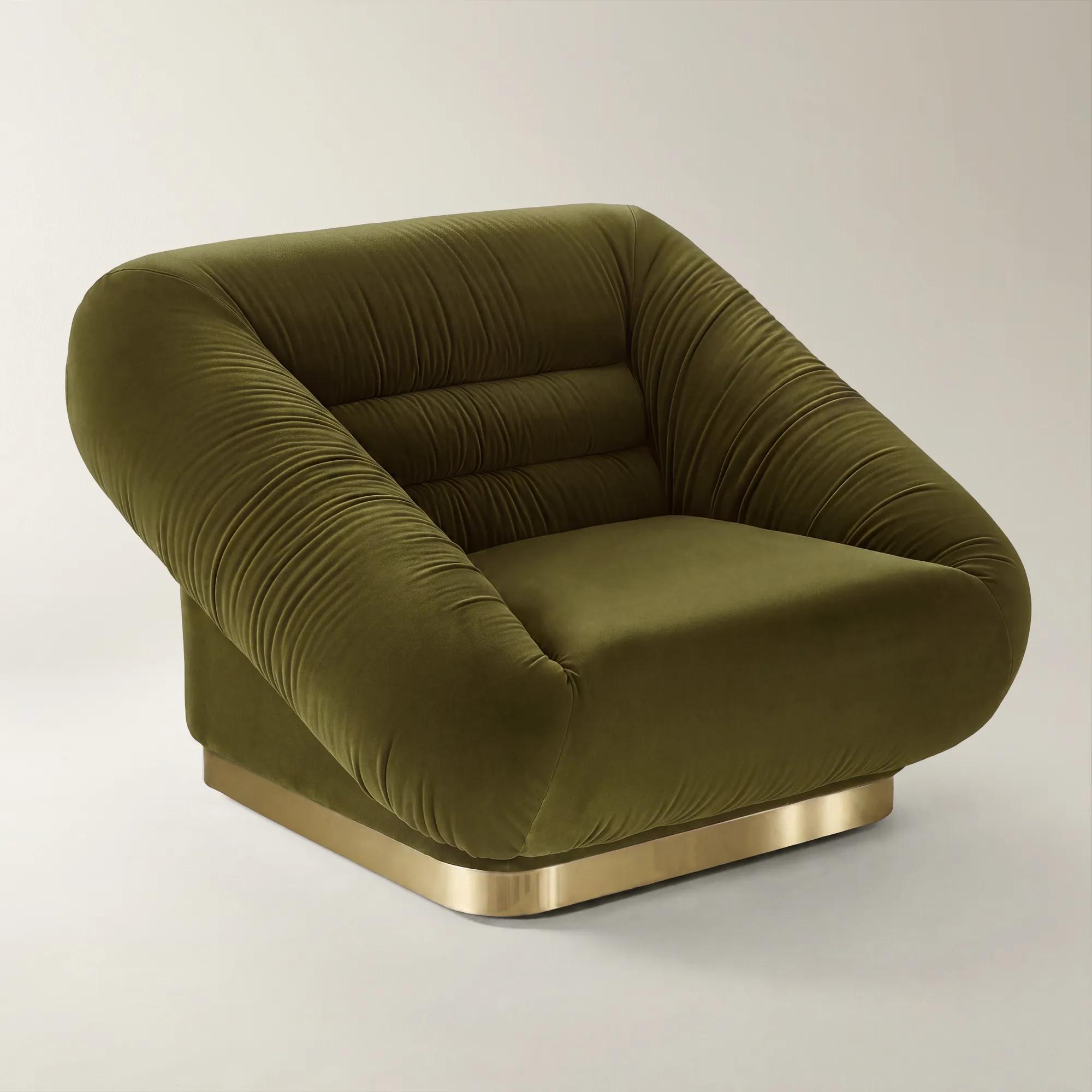 Dover Deep Olive Velvet Swivel Accent Chair