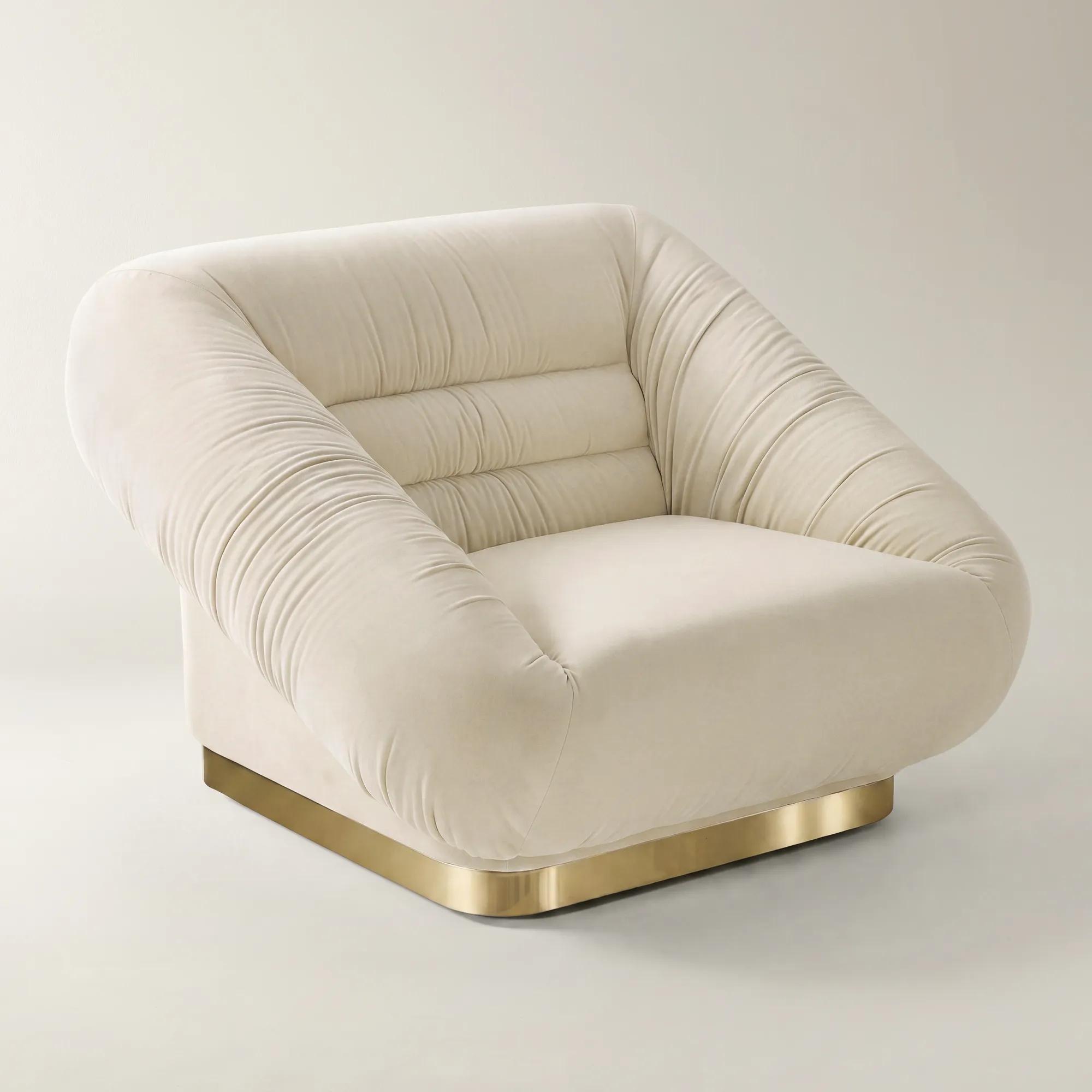 Dover Oatmeal Velvet Swivel Accent Chair