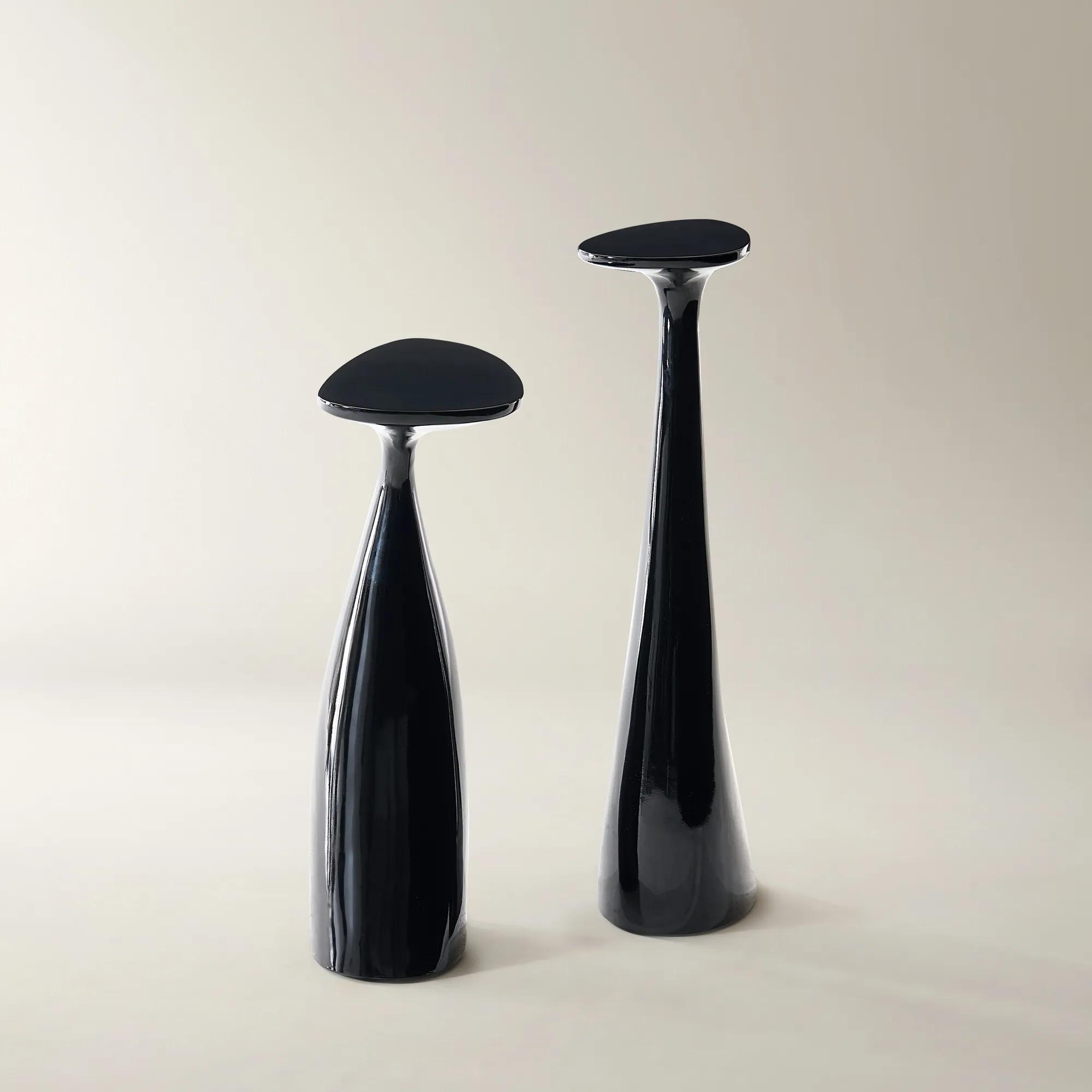 Thalia Side Table Set of 2 (8"-12.5") - Glossy Black