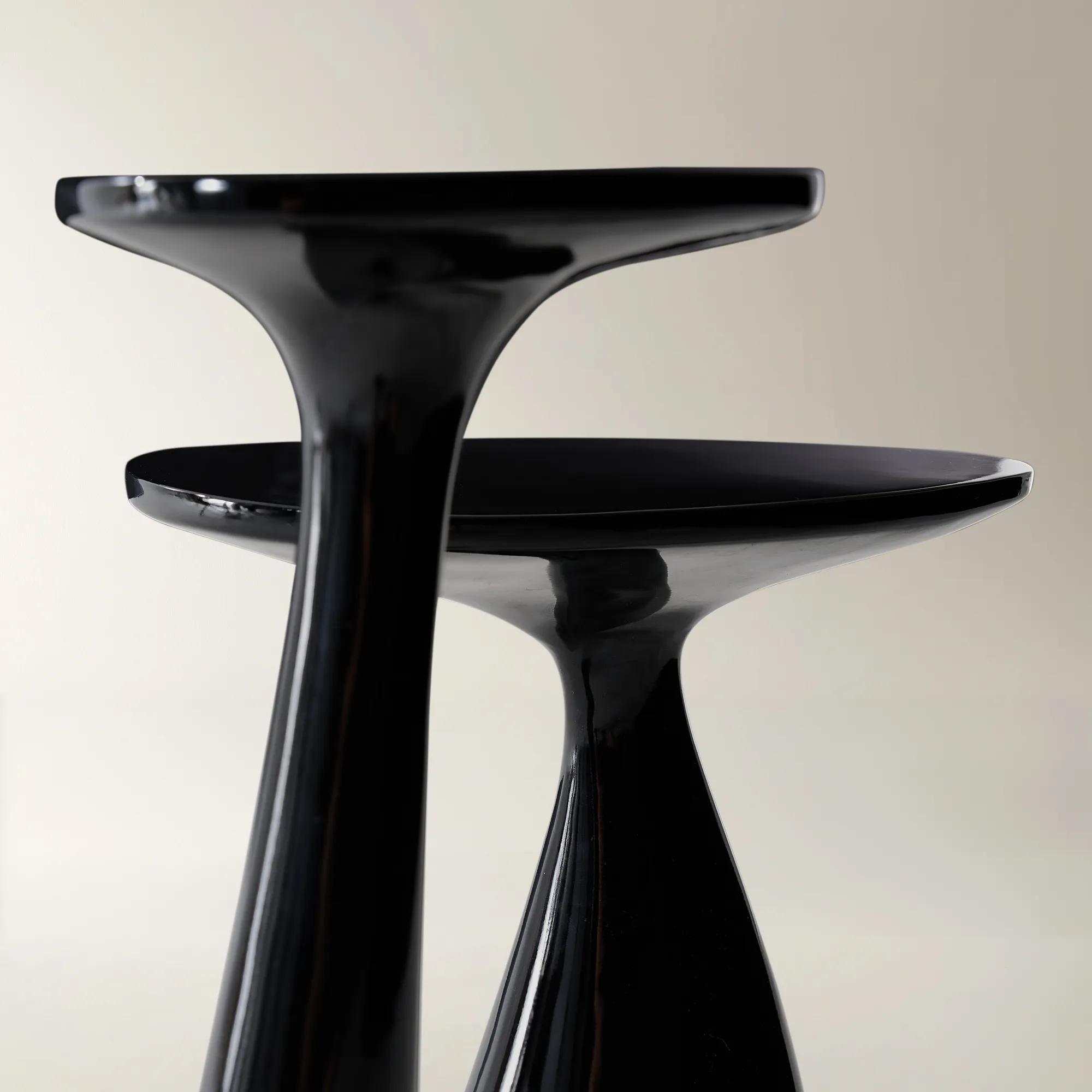 Thalia Side Table Set of 2 (8"-12.5") - Glossy Black
