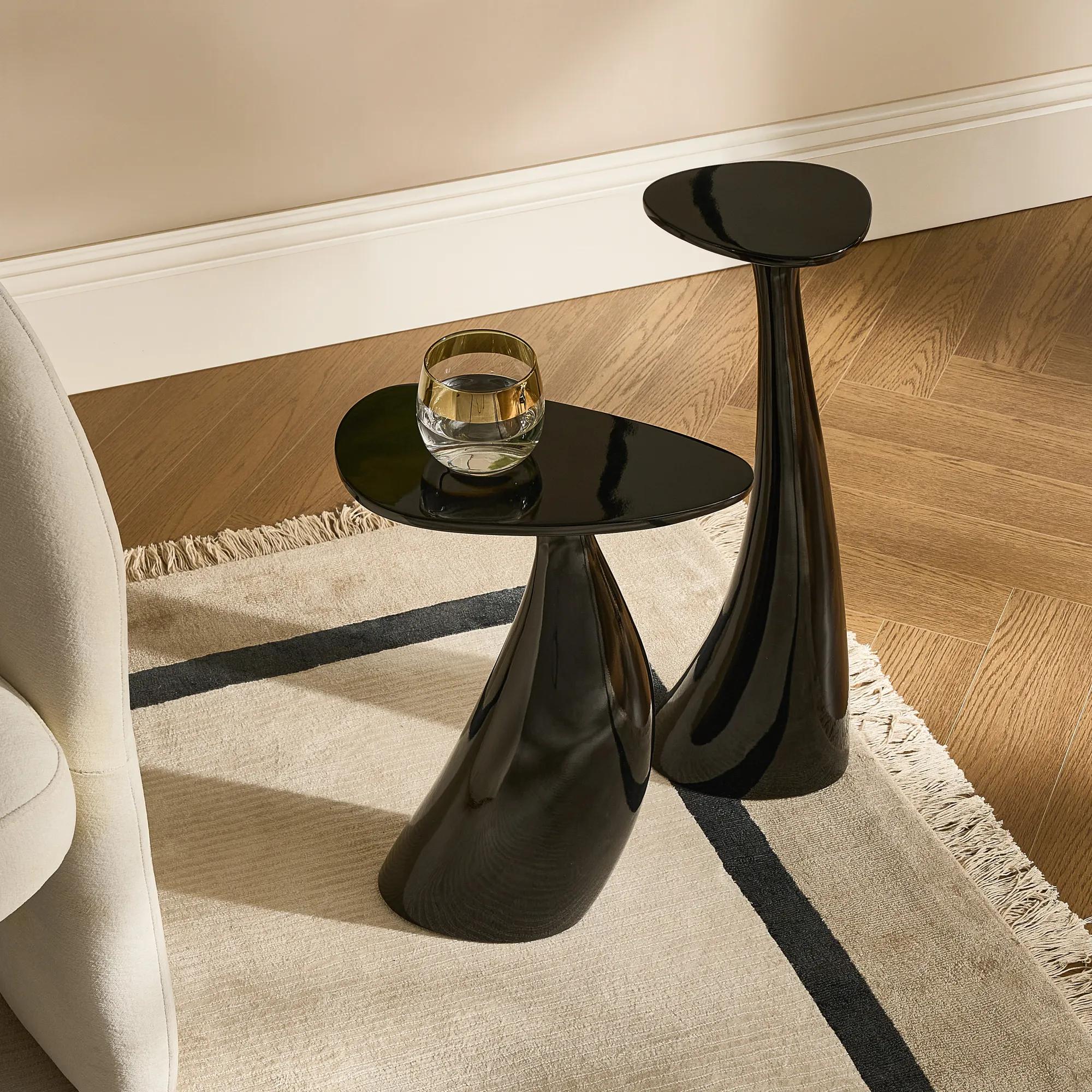 Thalia Side Table Set of 2 (8"-12.5") - Glossy Black