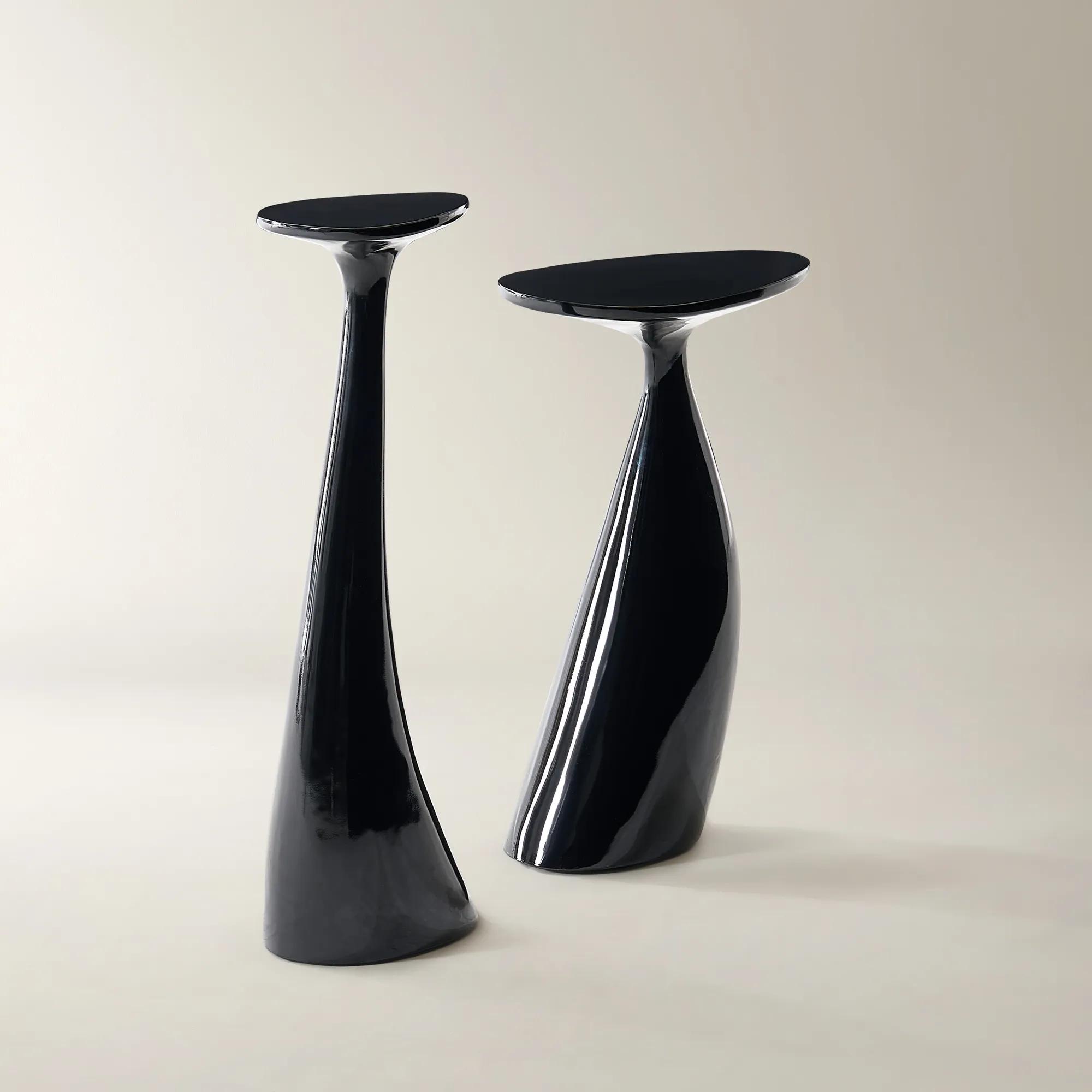 Thalia Side Table Set of 2 (8"-12.5") - Glossy Black