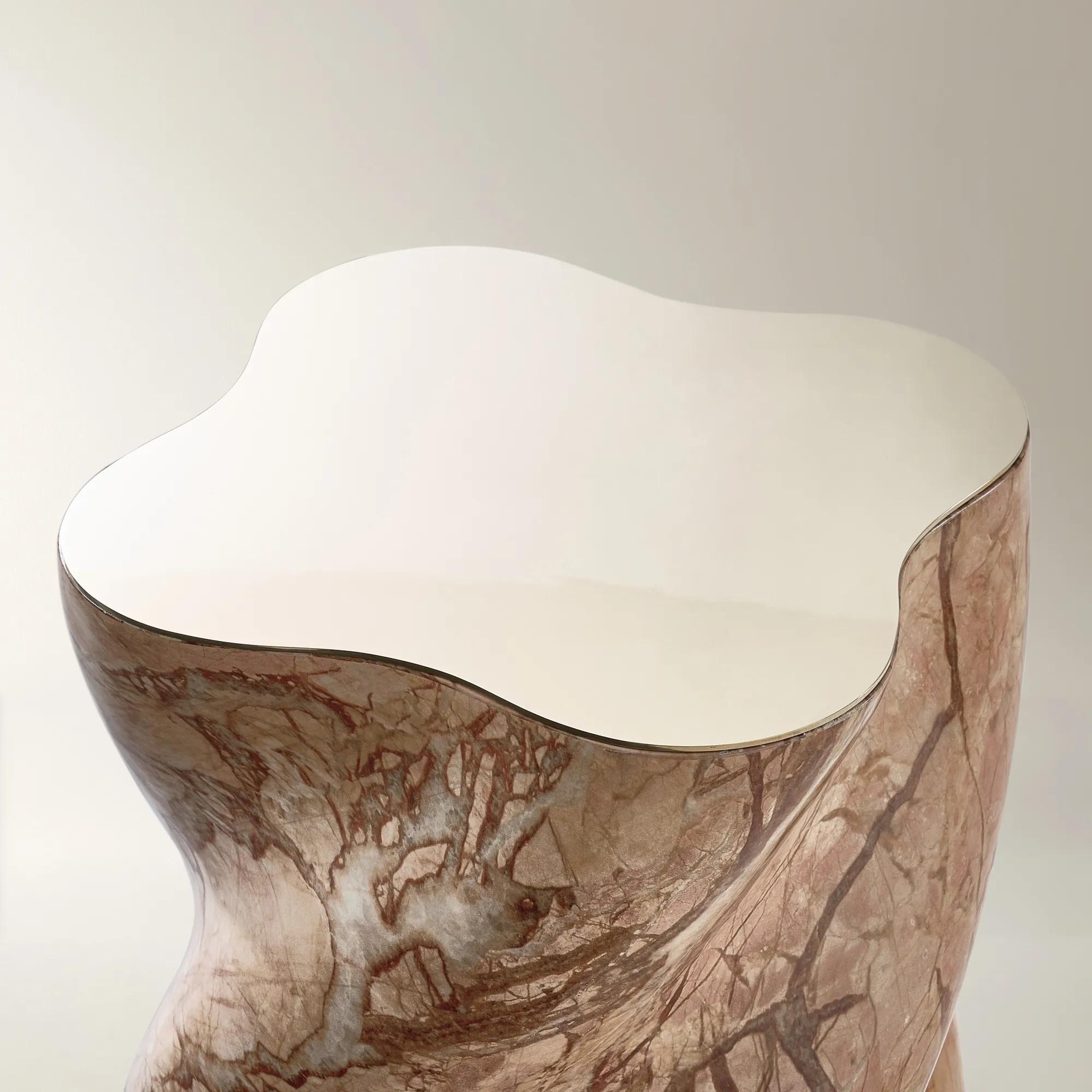 Vega Side Table (13.8") - Sunset Marble