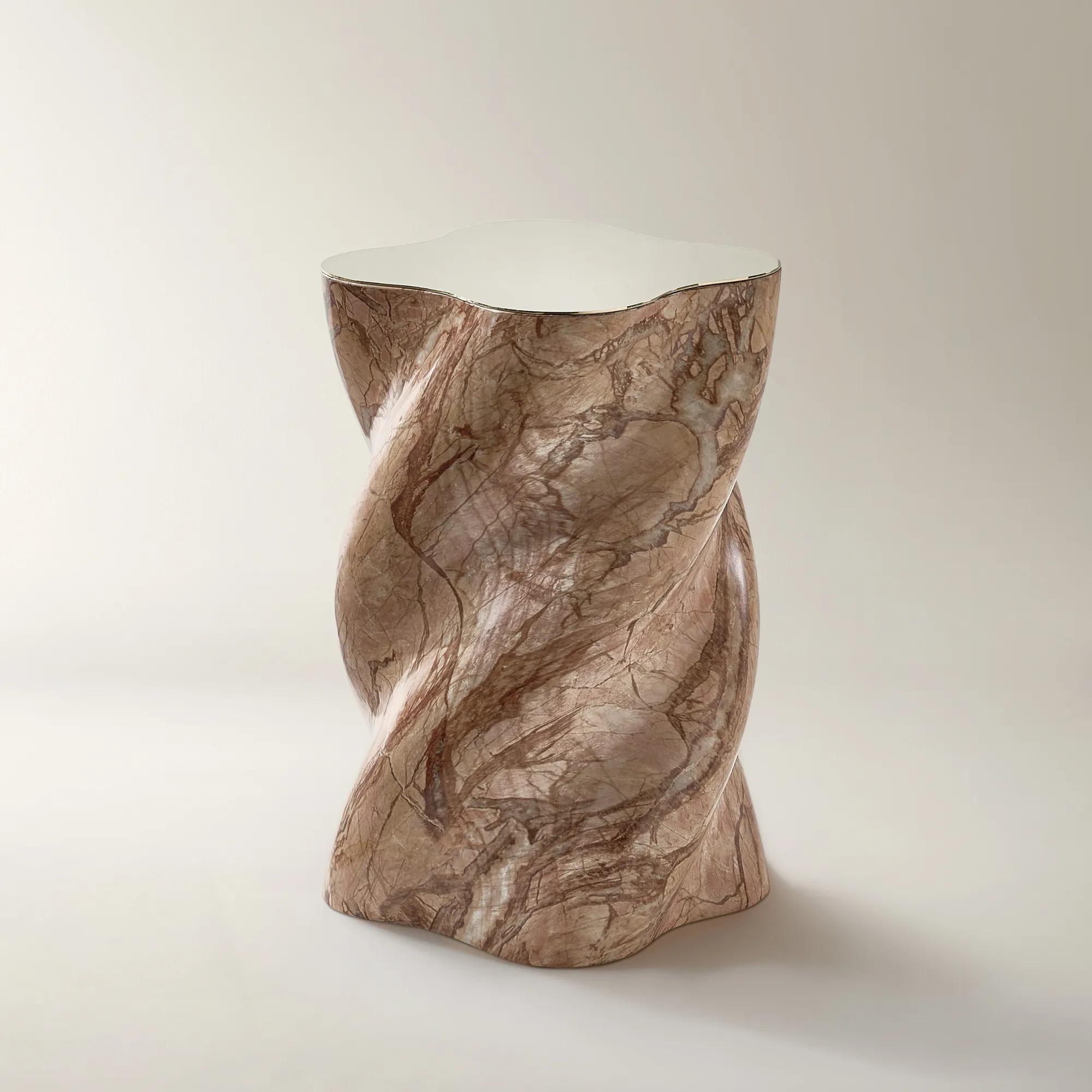Vega Side Table (13.8") - Sunset Marble