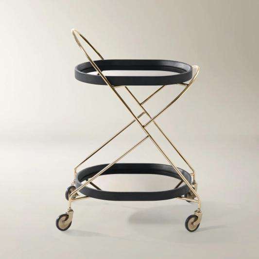 Cleo Black Oak  2-Tier Bar Cart (22.5")