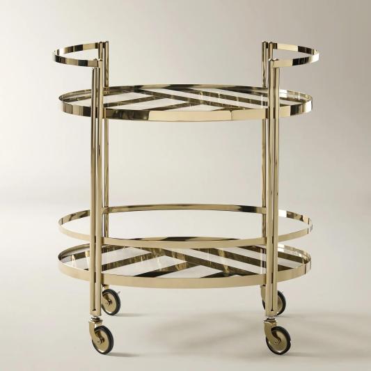 Rivoli Geometric Two - Tone Mirror 2 - Tier Bar Cart （30"）