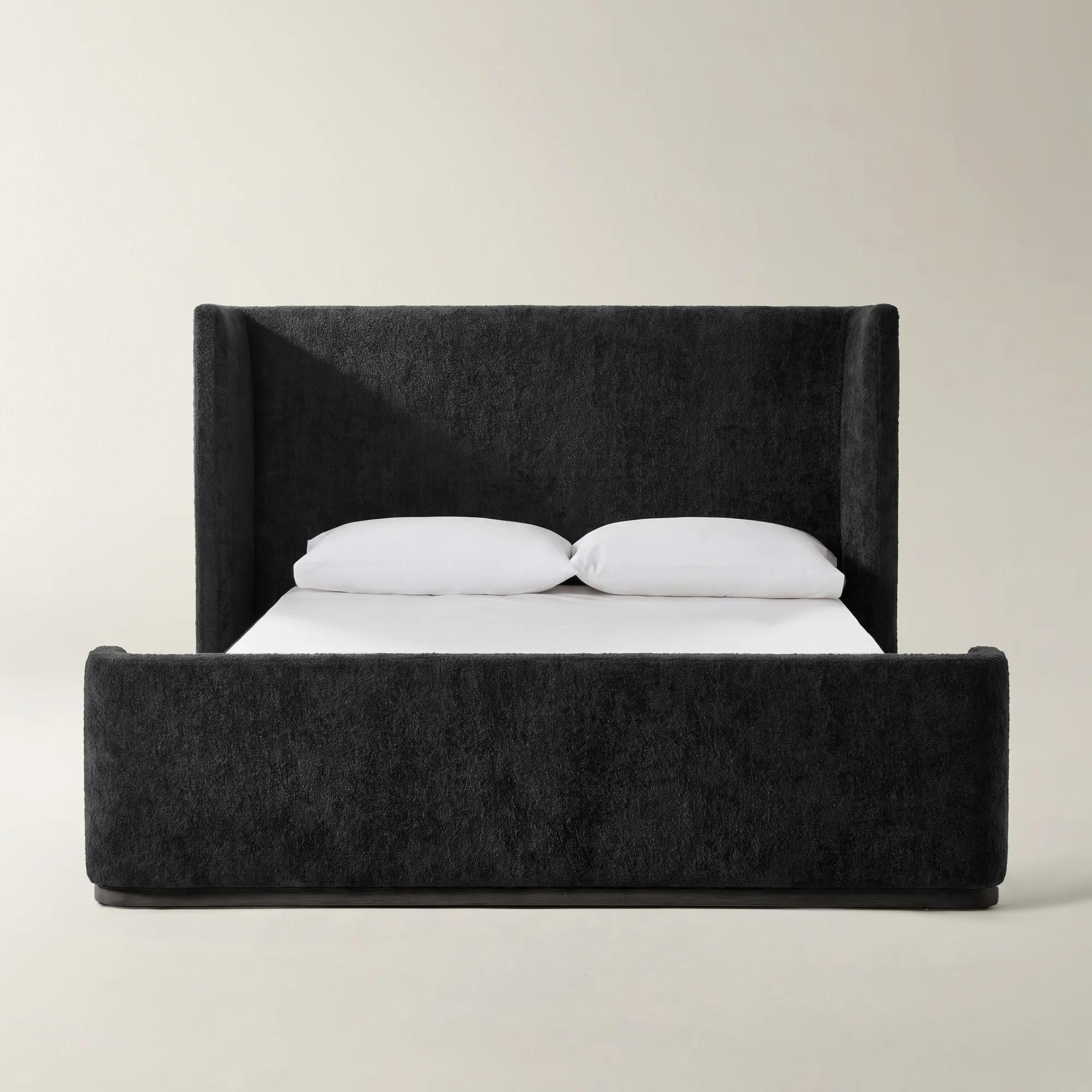 Stria Charcoal Chenille Upholstered Queen Platform Bed | Z Gallerie