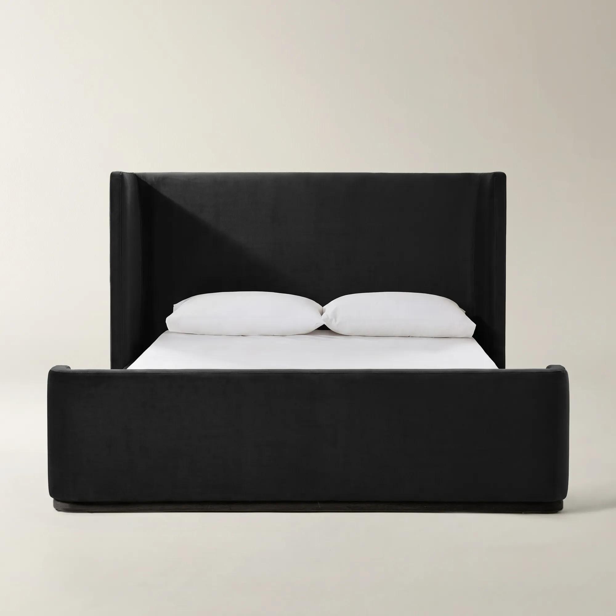 Stria Charcoal Velvet Upholstered Queen Platform Bed | Z Gallerie