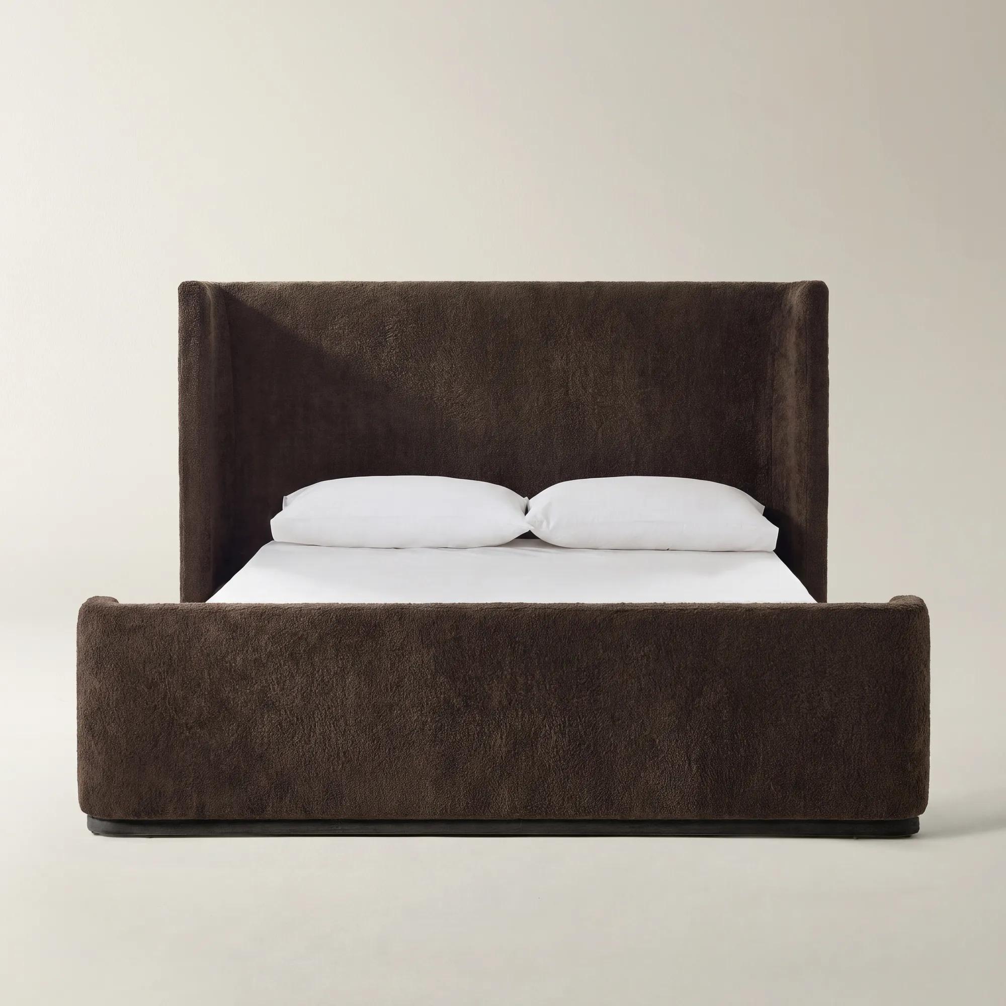 Stria Dark Chocolate Chenille Upholstered King Platform Bed