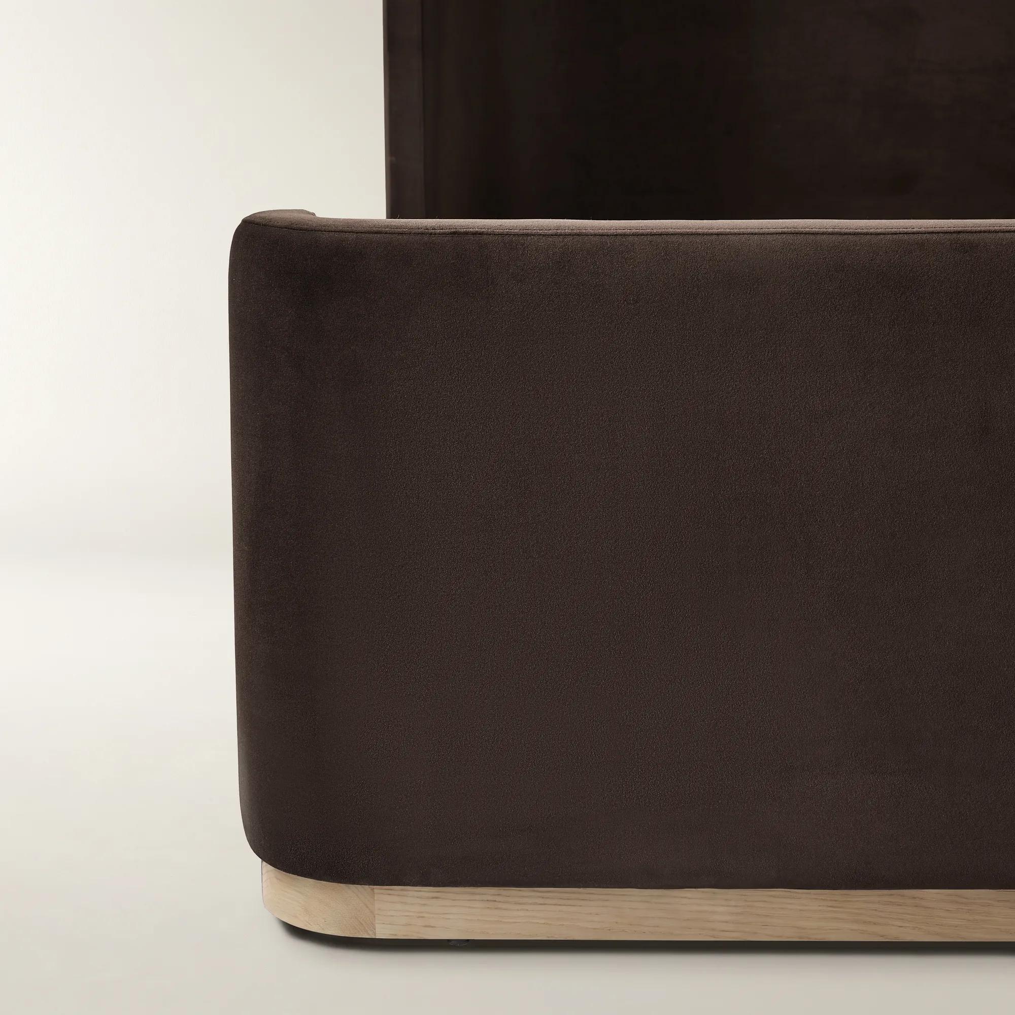 Stria Dark Chocolate Velvet Upholstered Queen Platform Bed