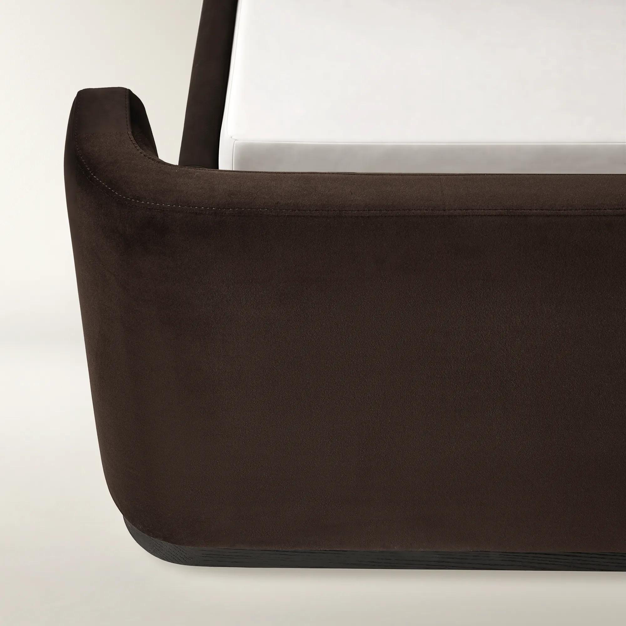 Stria Dark Chocolate Velvet Upholstered Platform Bed