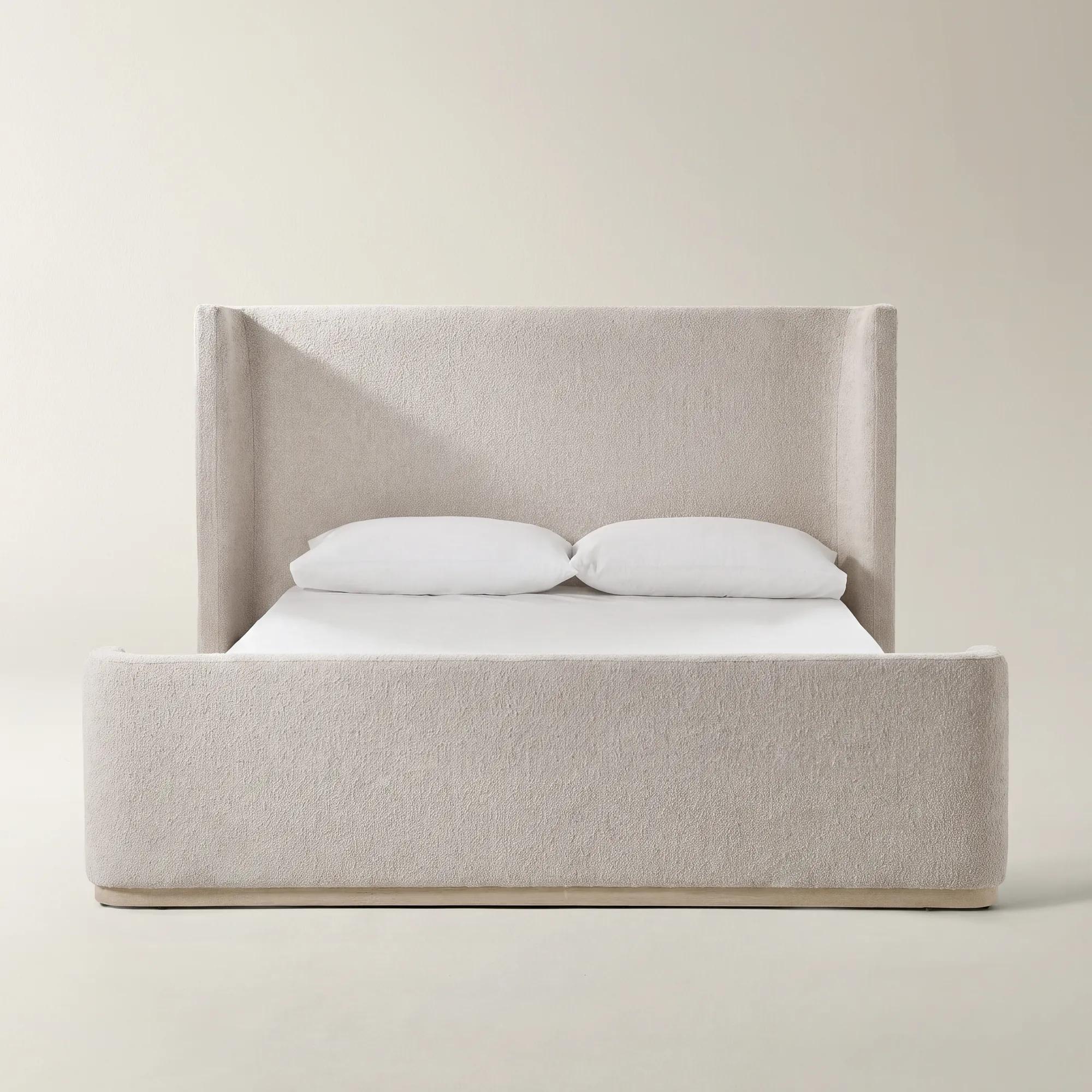 Stria Ivory Performance Boucle Upholstered King Platform Bed | Z Gallerie