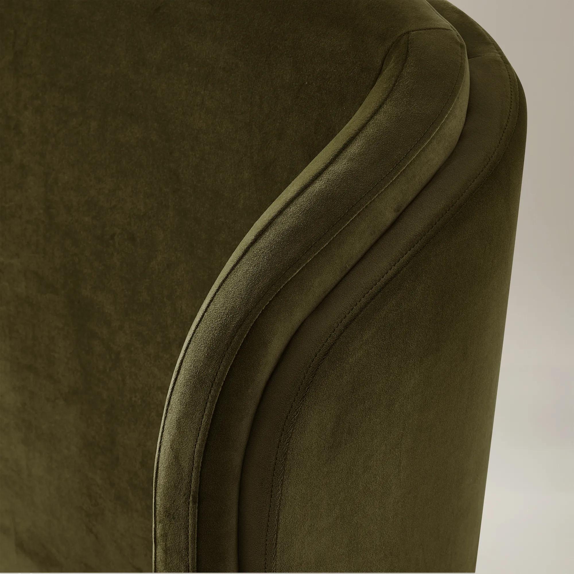 Glimmer Deep Olive Velvet Upholstered King Platform Bed