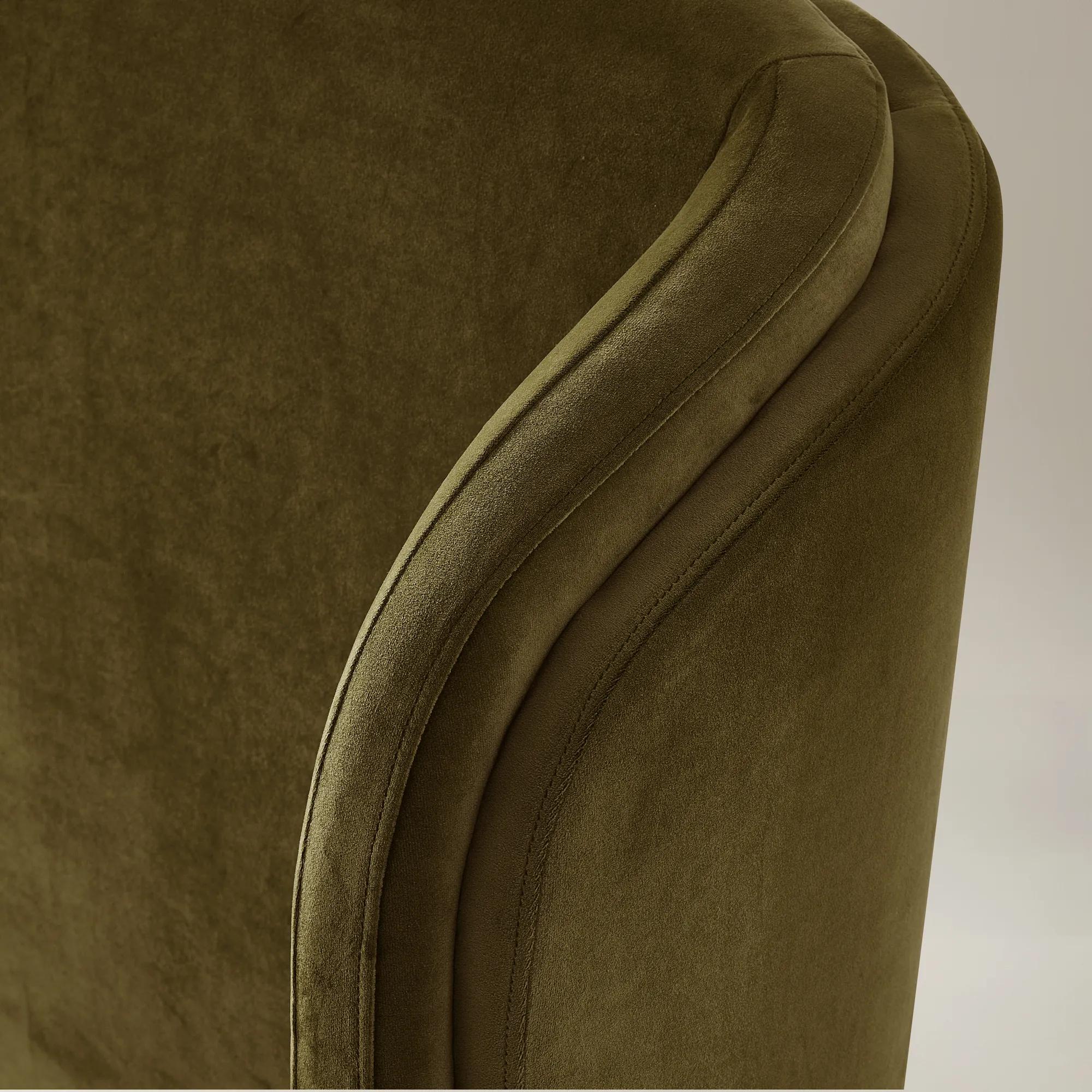 Glimmer Deep Olive Velvet Upholstered Platform Bed