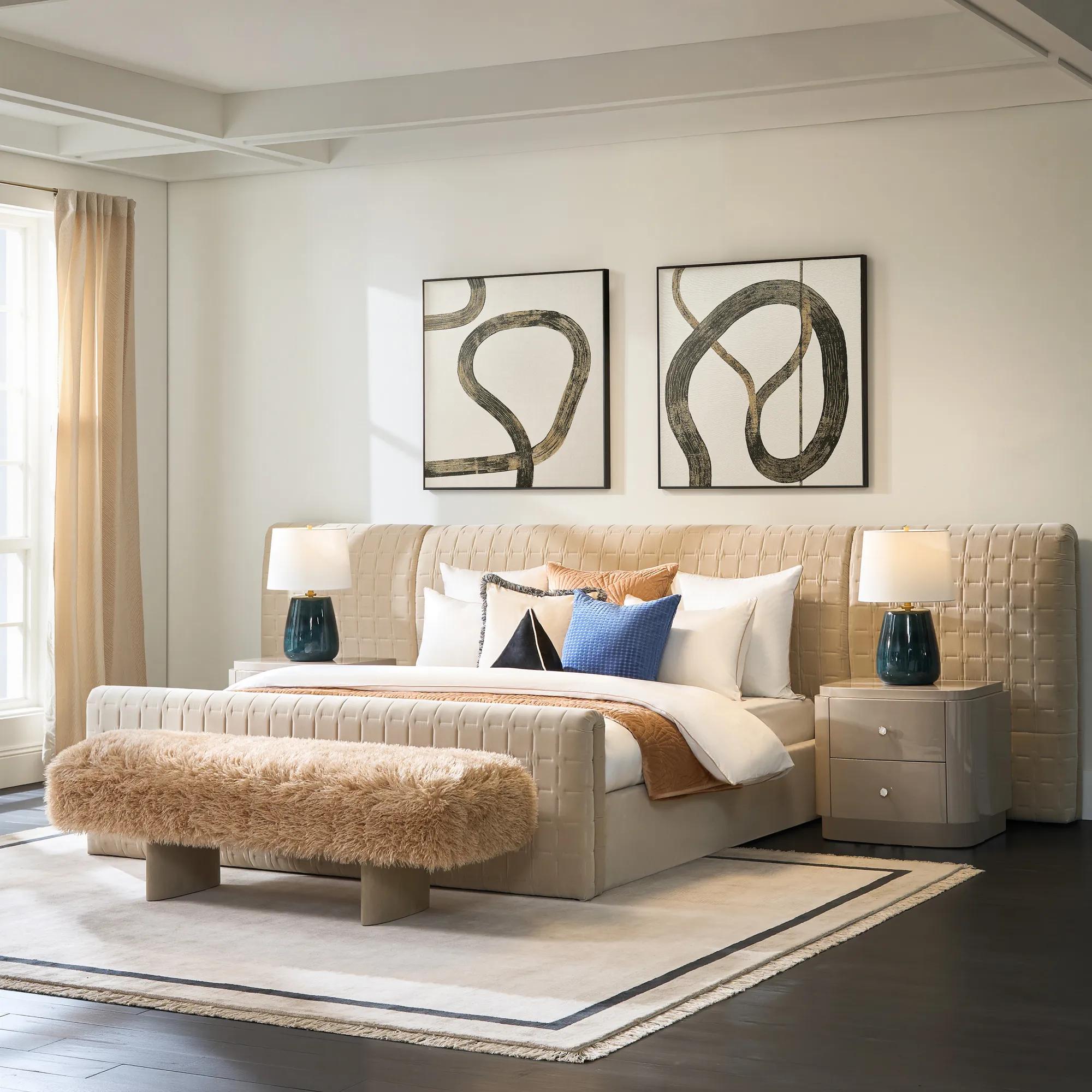 Vanta Extended Platform Bed - Oatmeal