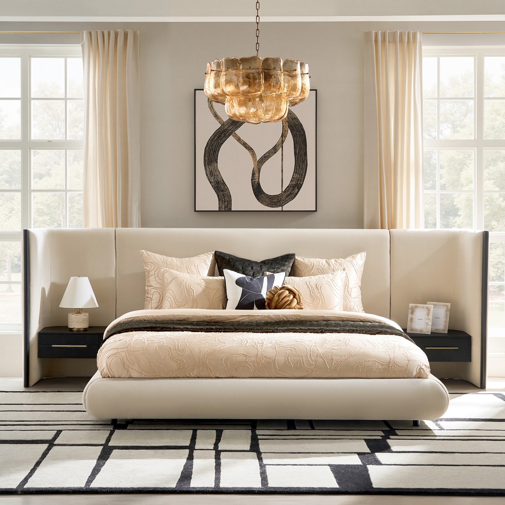Sierra Roasted Pecan Velvet Upholstered King Platform Bed