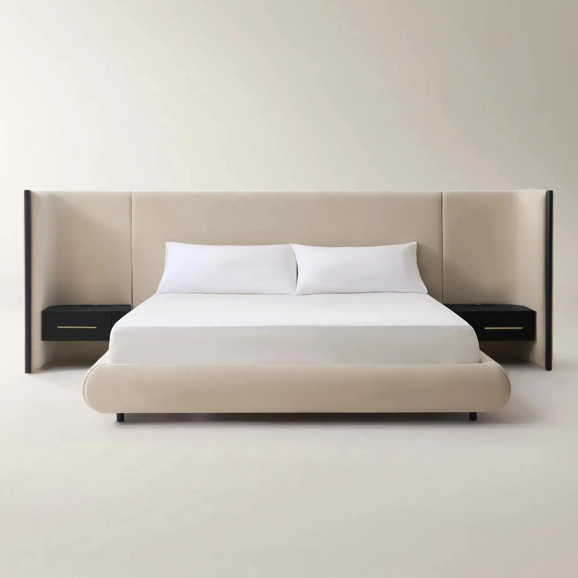 Sierra Roasted Pecan Velvet Upholstered King Platform Bed