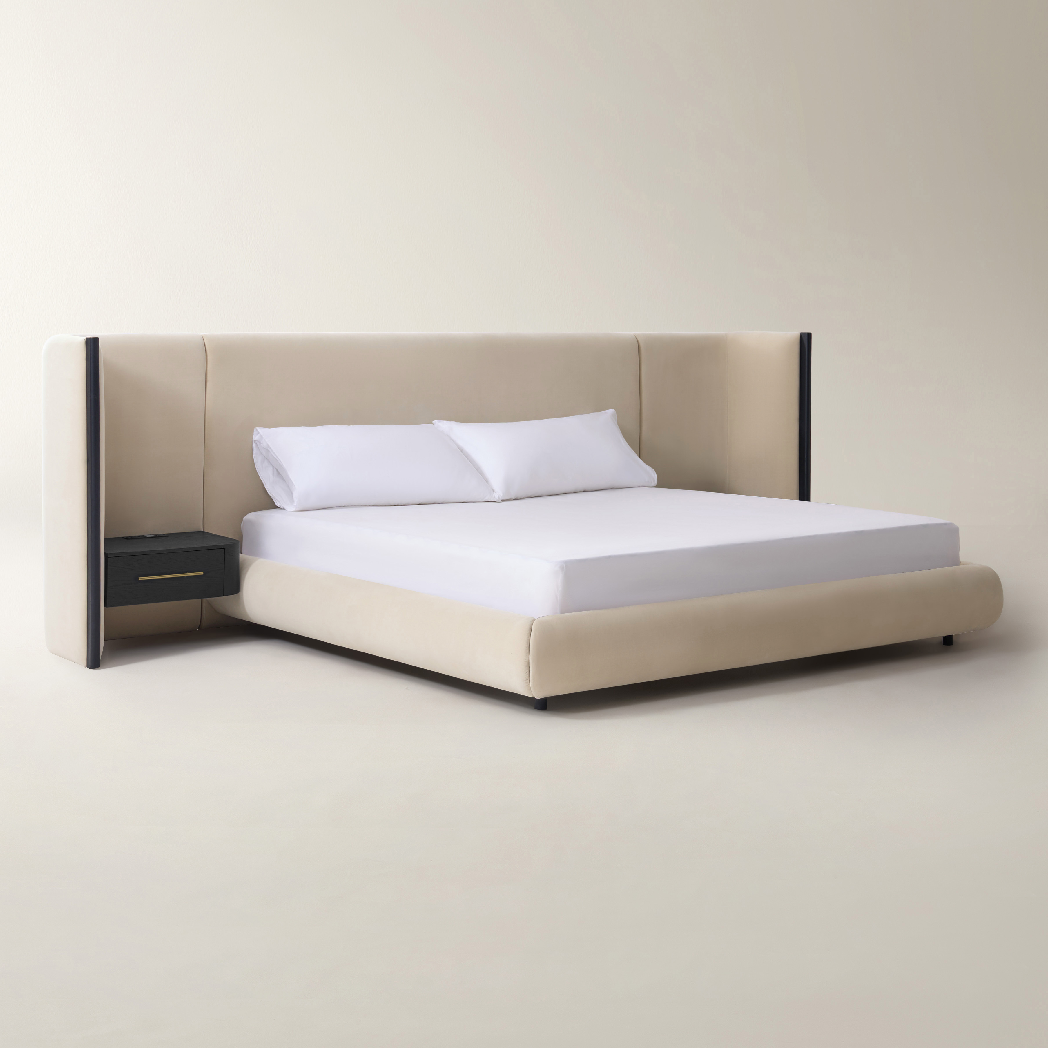 Sierra Ivory Performance Chenille Upholstered Queen Platform Bed